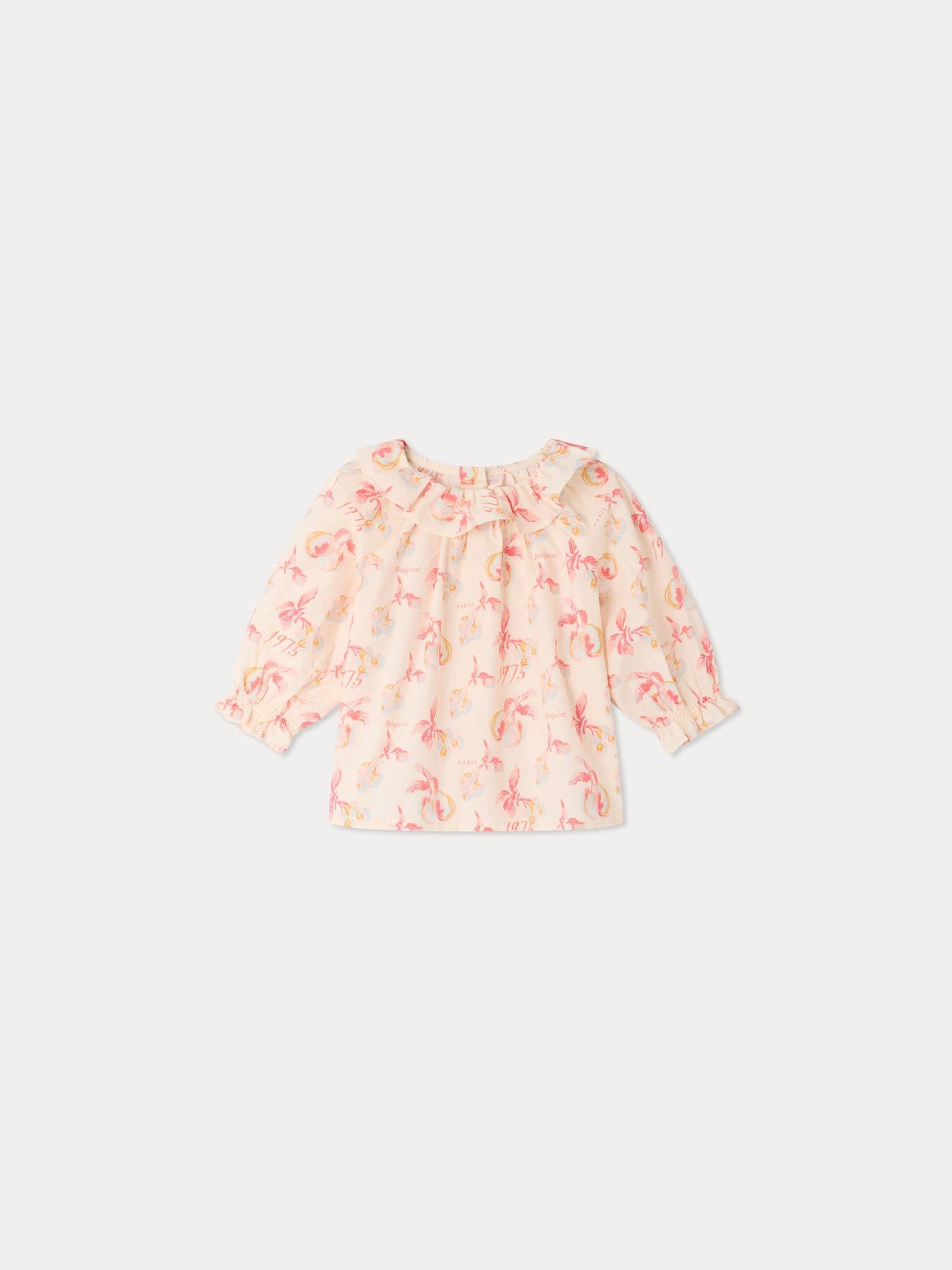 Dolci baby blouse with cherry print in organic cotton