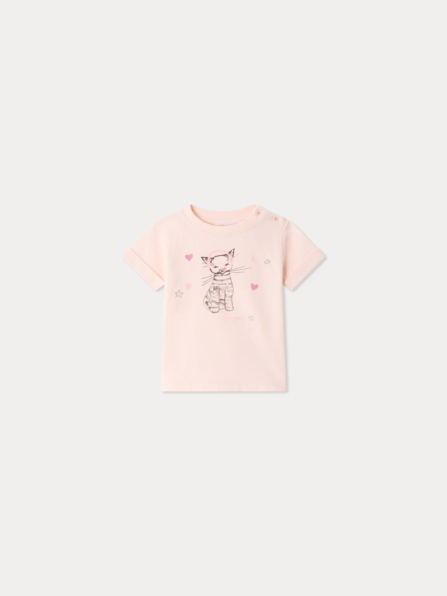 Aiman baby t-shirt with cat print in organic cotton