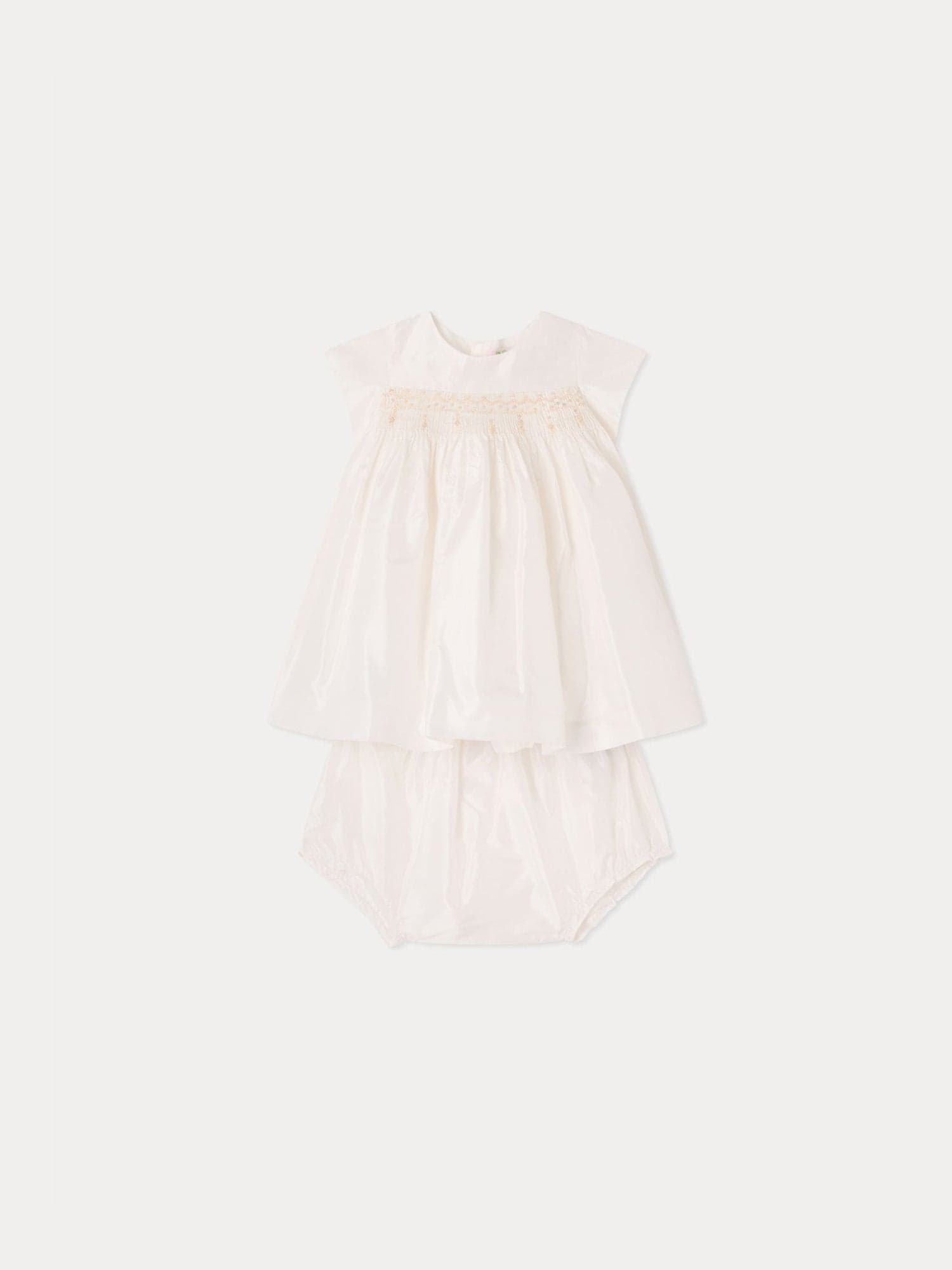 Silk Taffeta Dress for Baby milk white