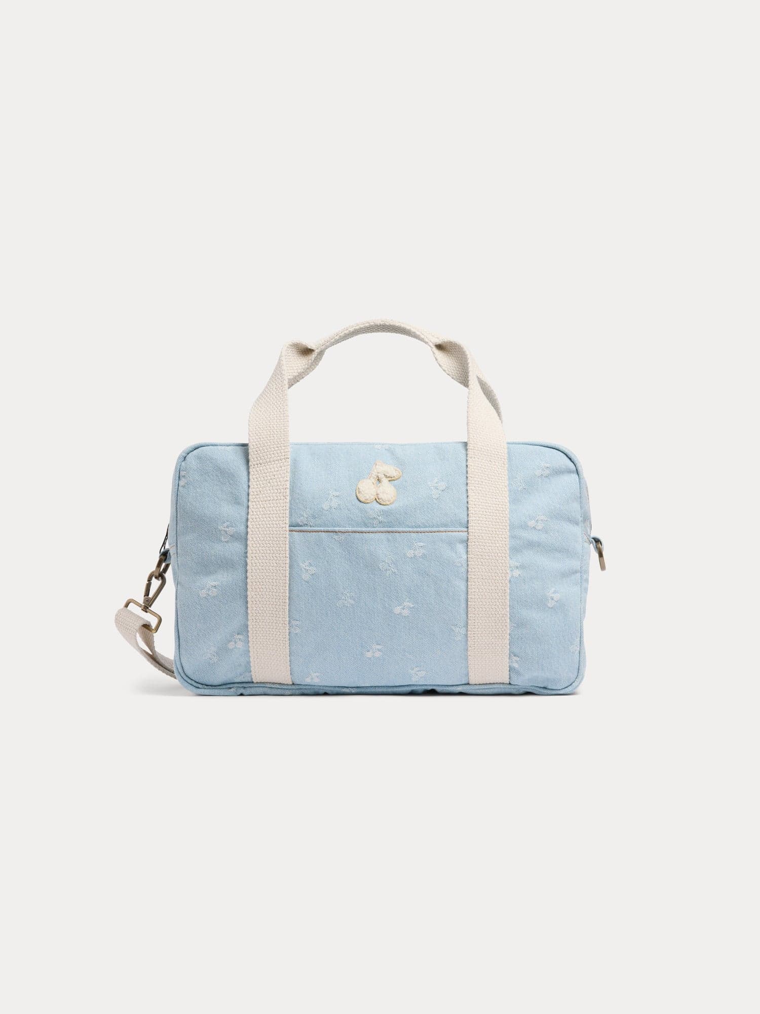 Gigia bowling bag in cherry jacquard denim