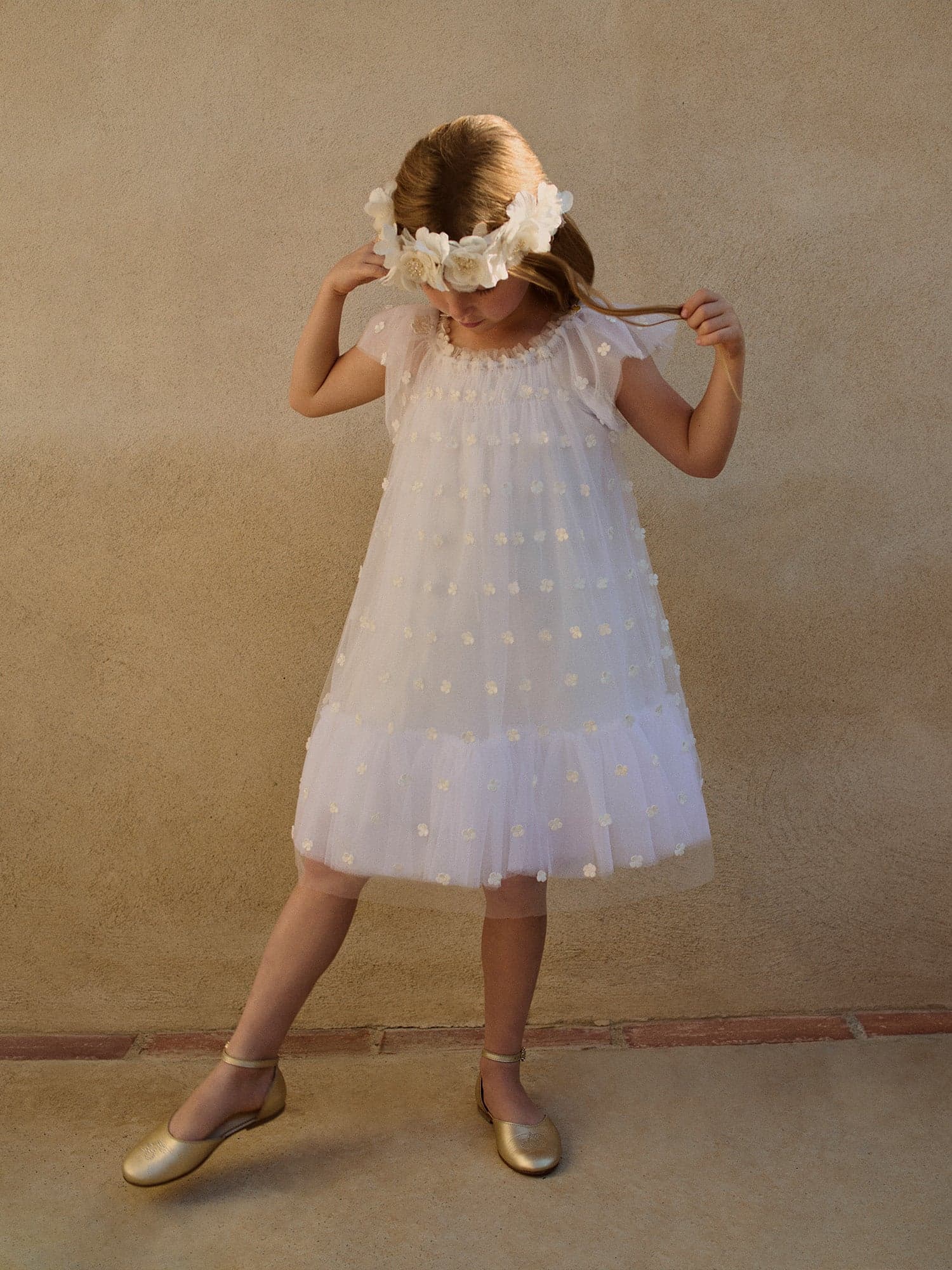 Lisabeth dress in tulle embroidered with flowers