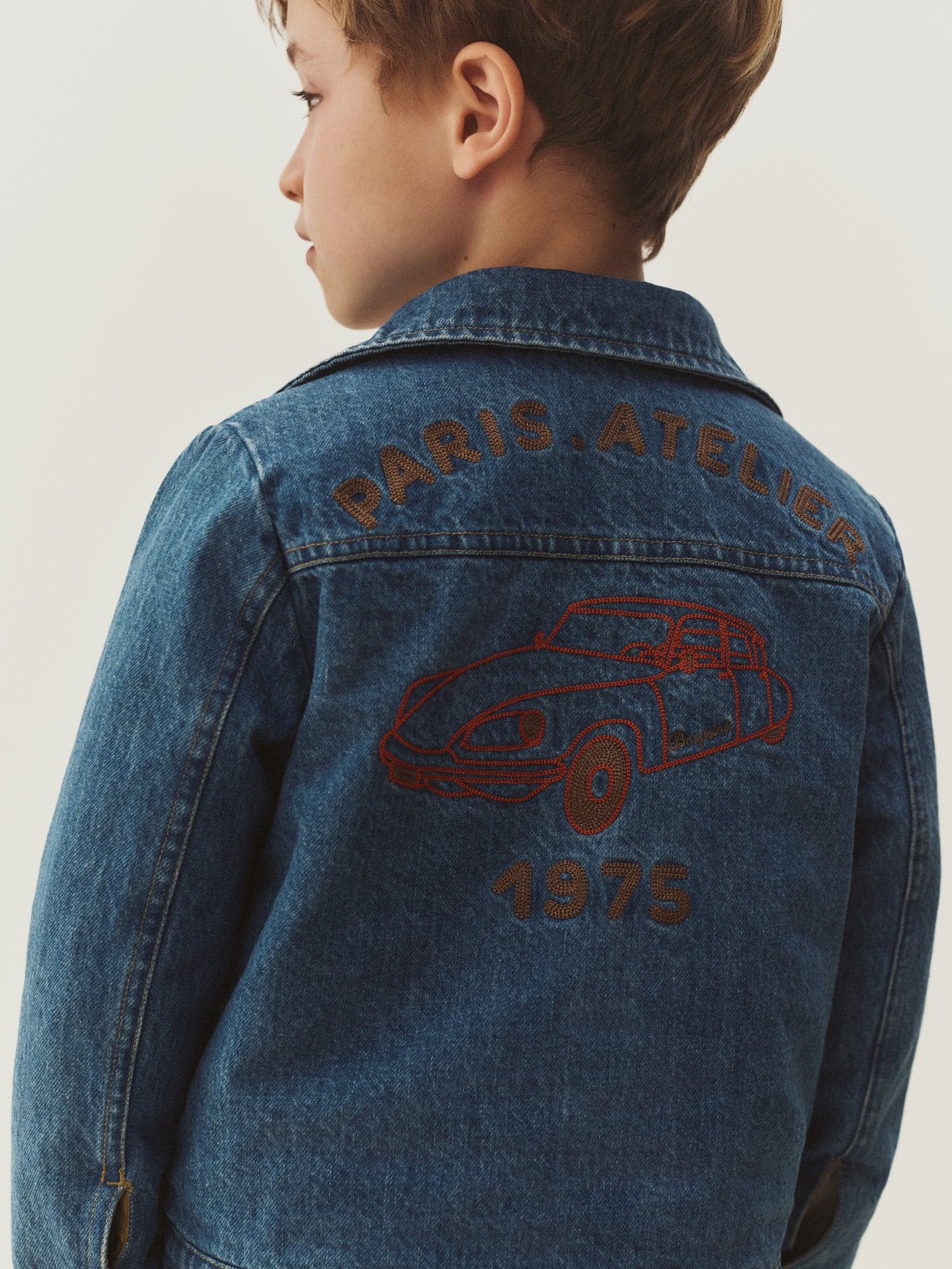 Marvin reversible jacket with embroidery on the back in organic cotton