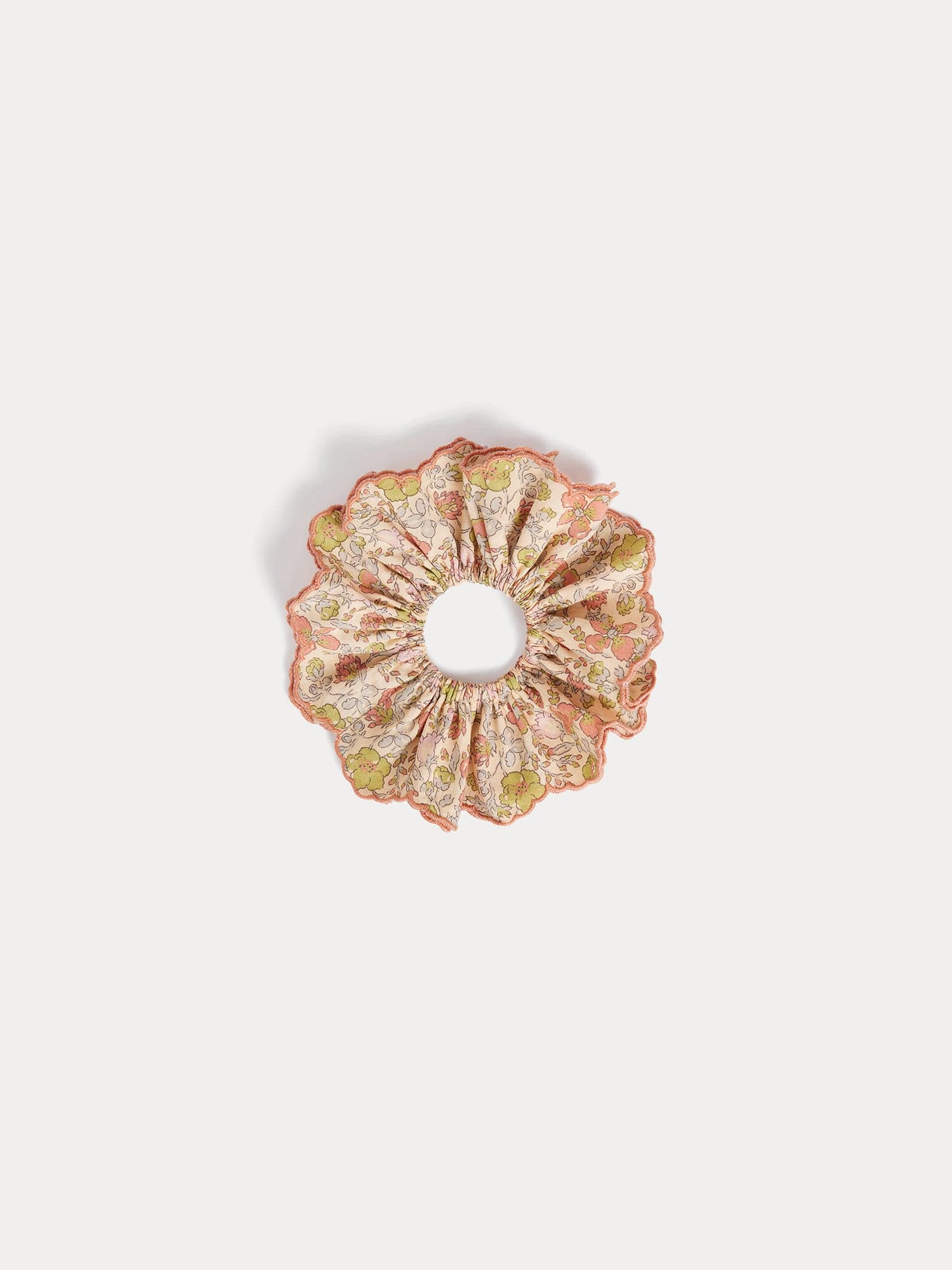 Lilium scrunchie in embroidered Liberty fabric in organic cotton