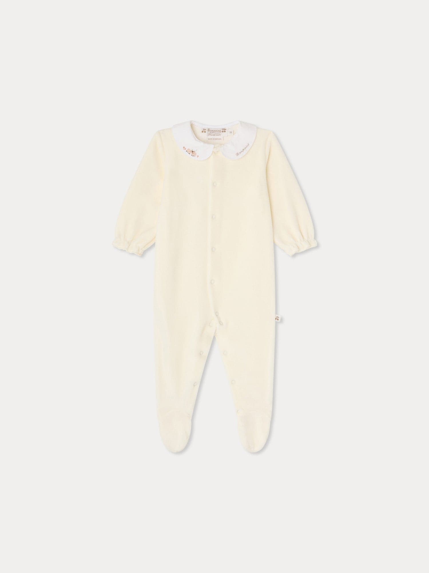 Tintina pyjamas embroidered lambs in organic cotton velvet