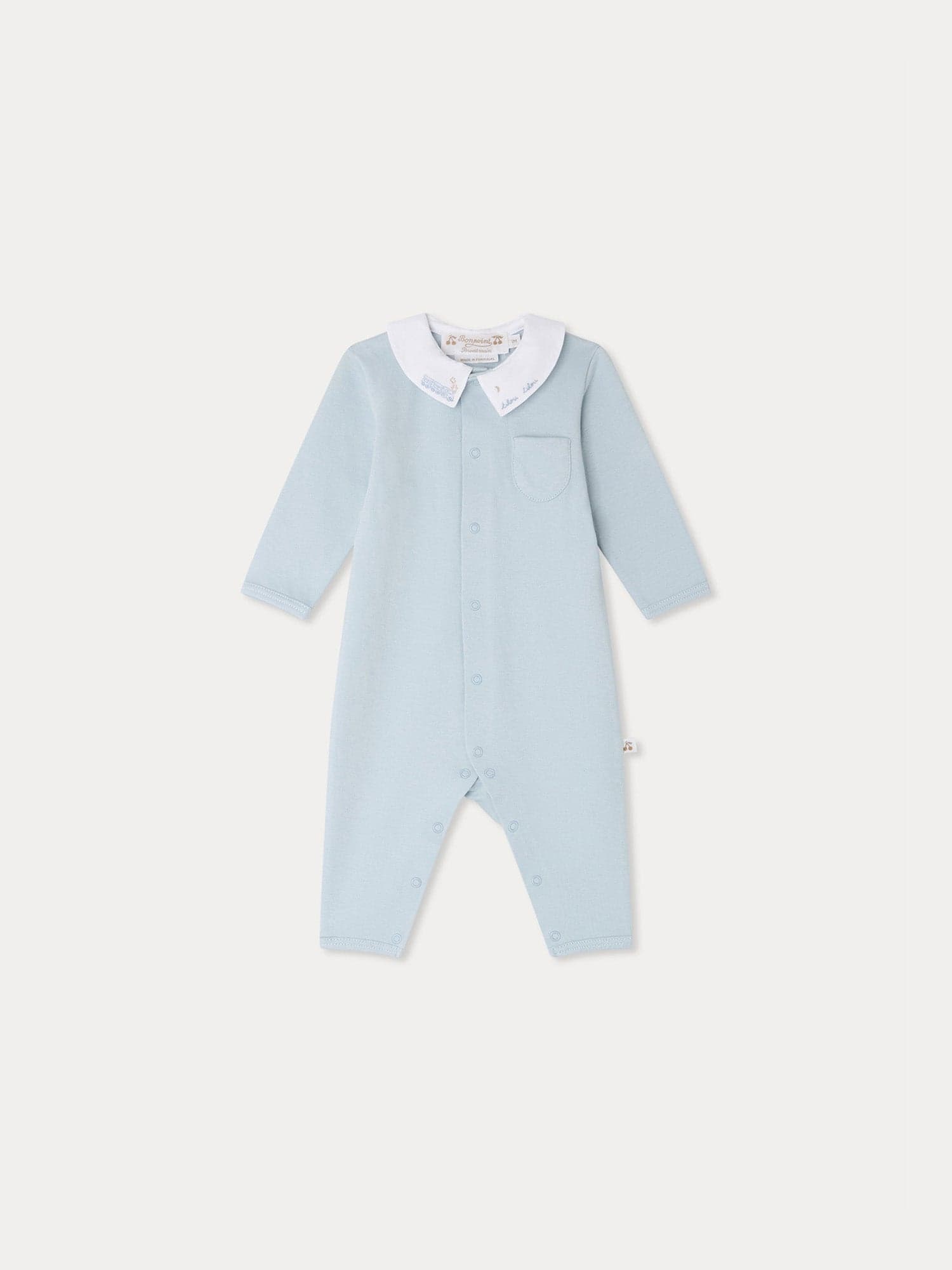 Anton pyjamas with hand embroidered train in organic cotton