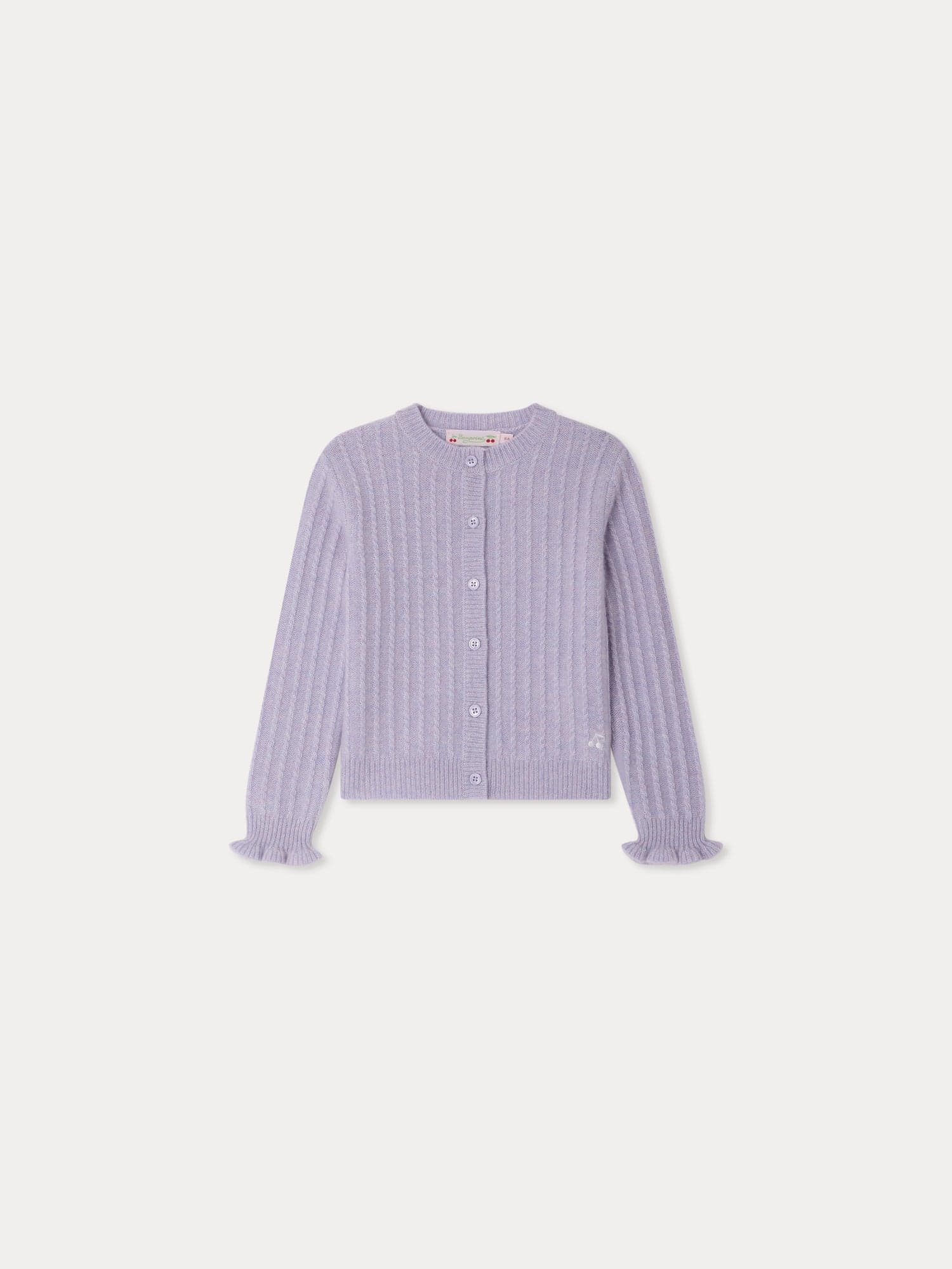 Lena cardigan with ruffled trim in cashmere