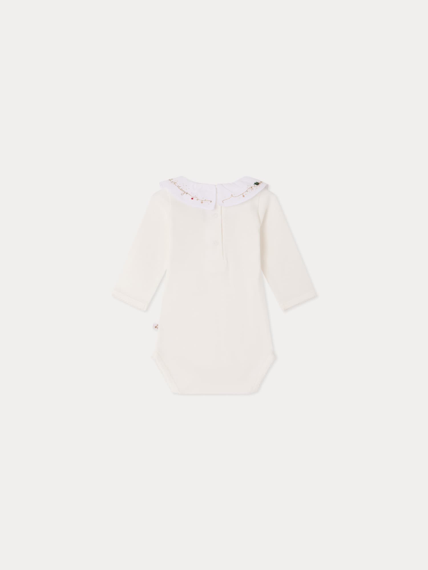June bodysuit with embroidered collar in organic cotton