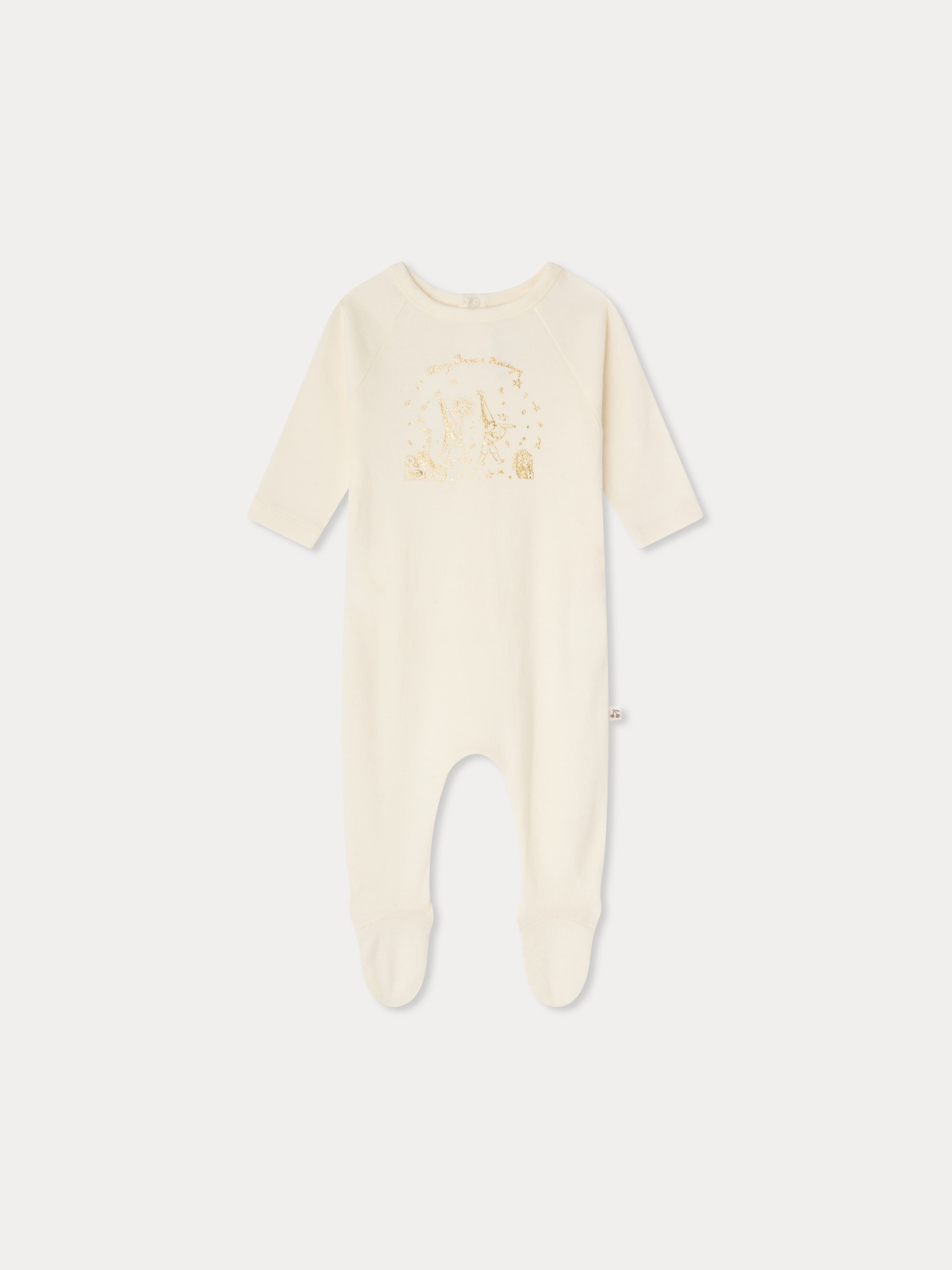 Tif ivory pyjamas with golden print in organic cotton