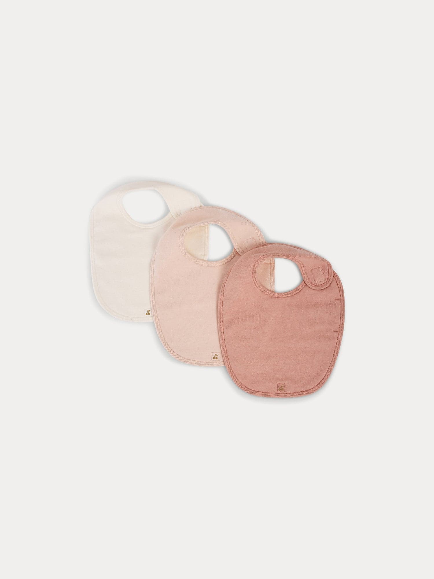 Set of Three Cotton Bibs for Baby pale pink