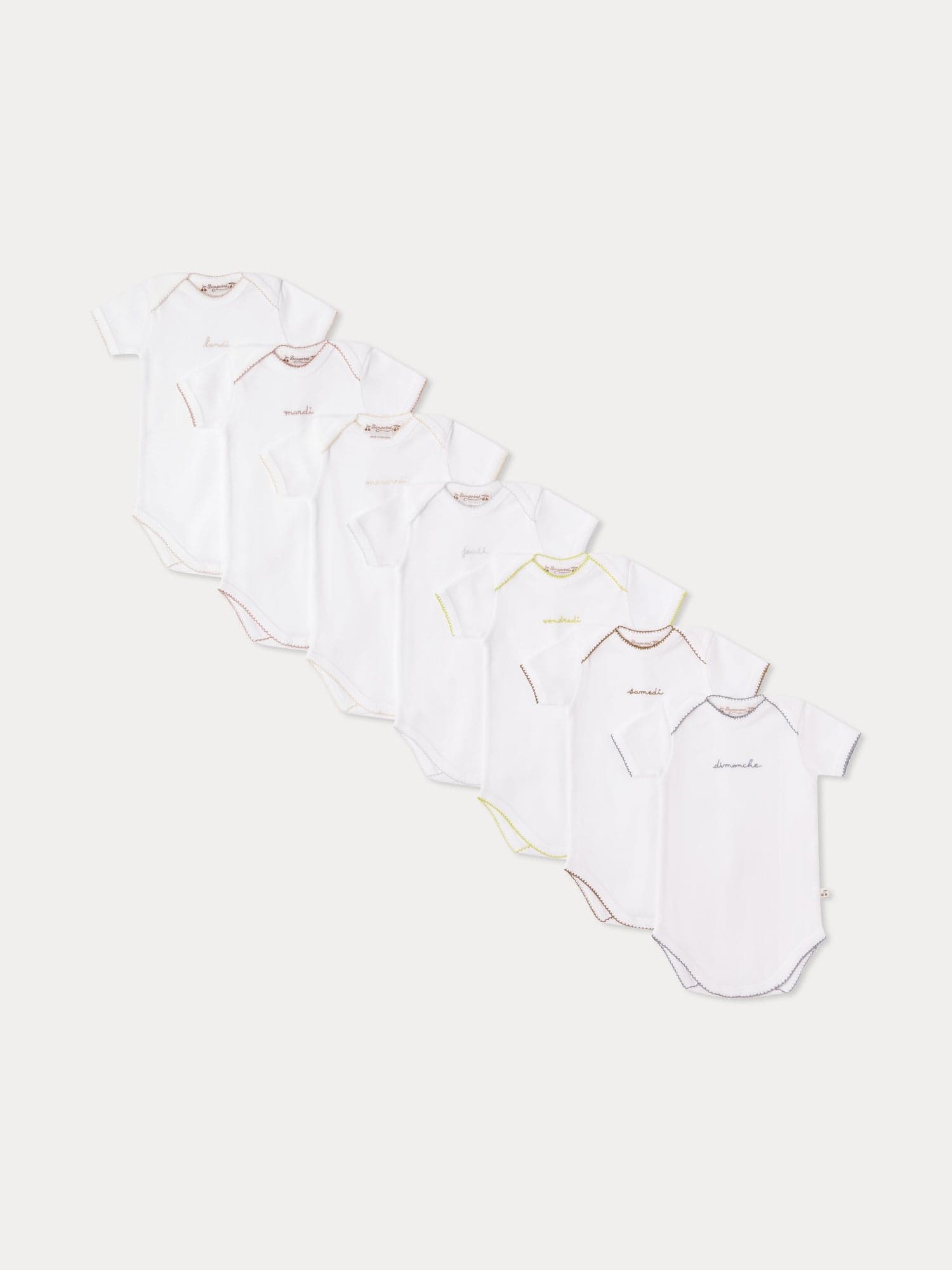 Pack of 7 organic cotton short-sleeve bodysuits