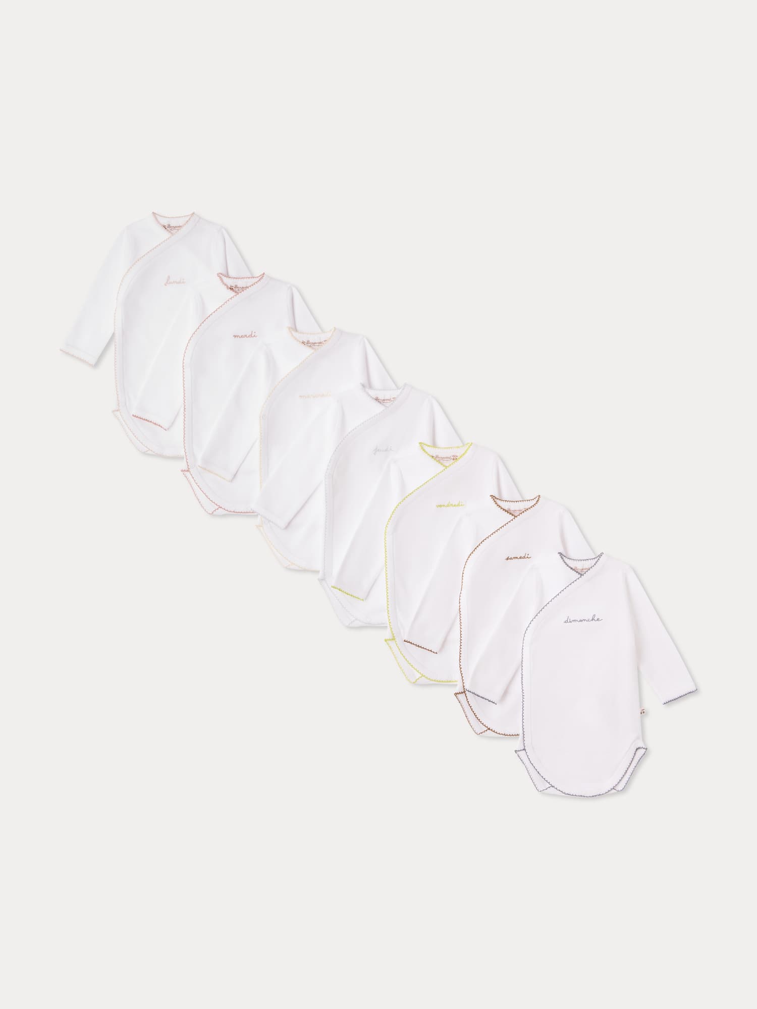 Pack of 7 organic cotton crossover bodysuits