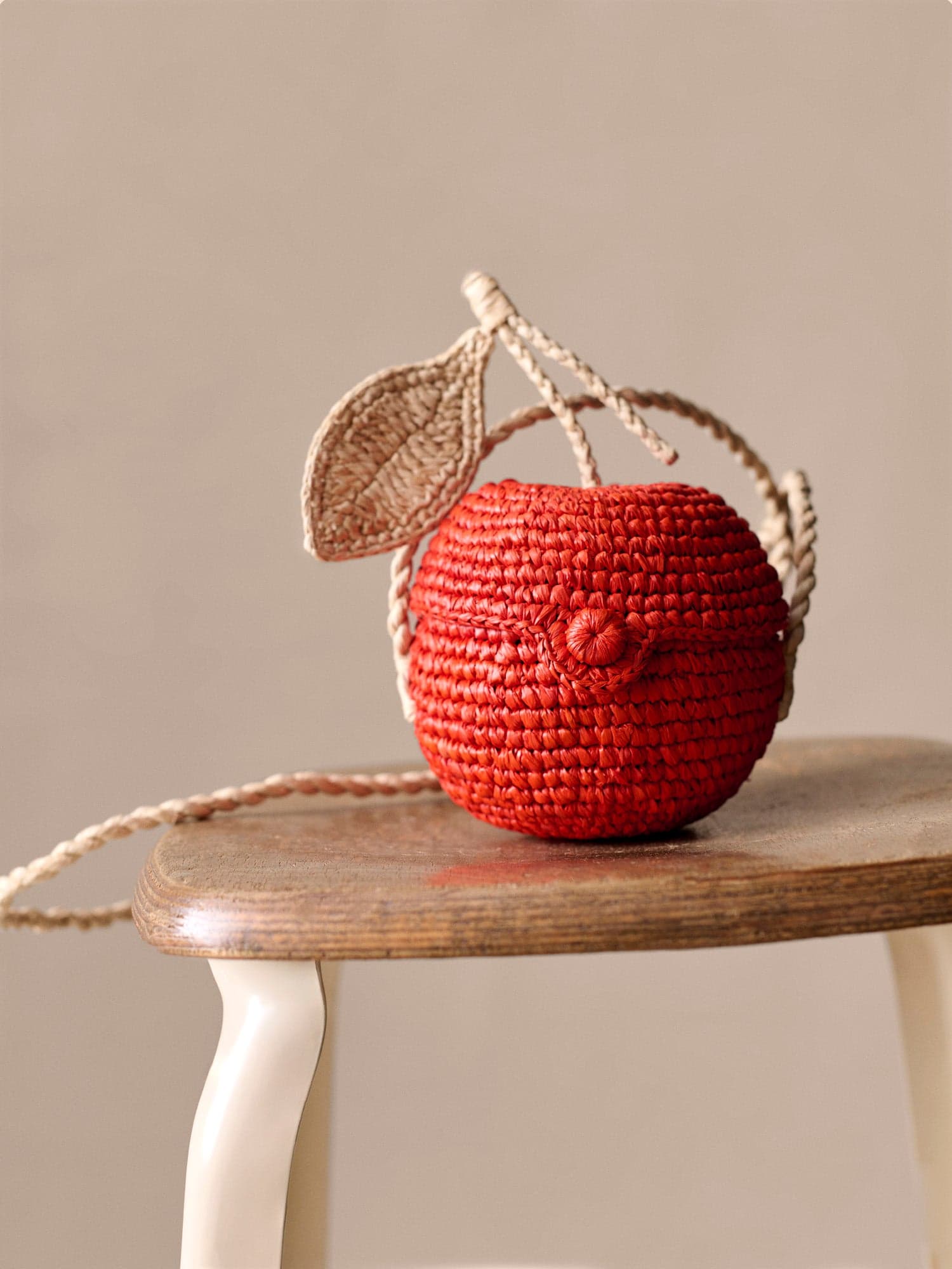 Laney handmade cherry raffia bag