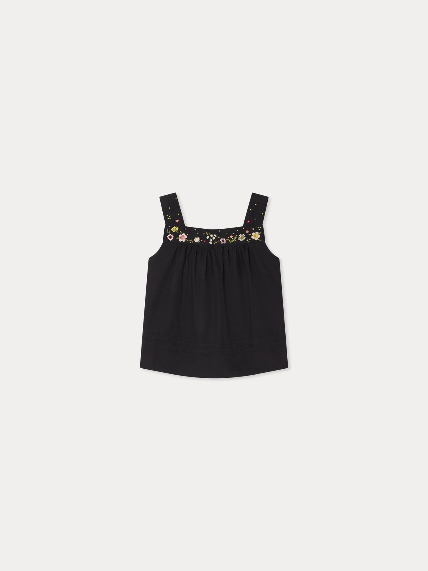 Elija pleated blouse and hand-embroidered in organic cotton
