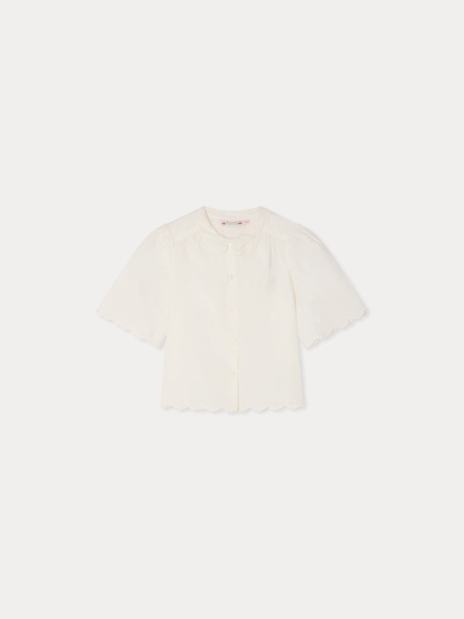 Lizea blouse with Peter Pan collar and broderie anglaise in organic cotton