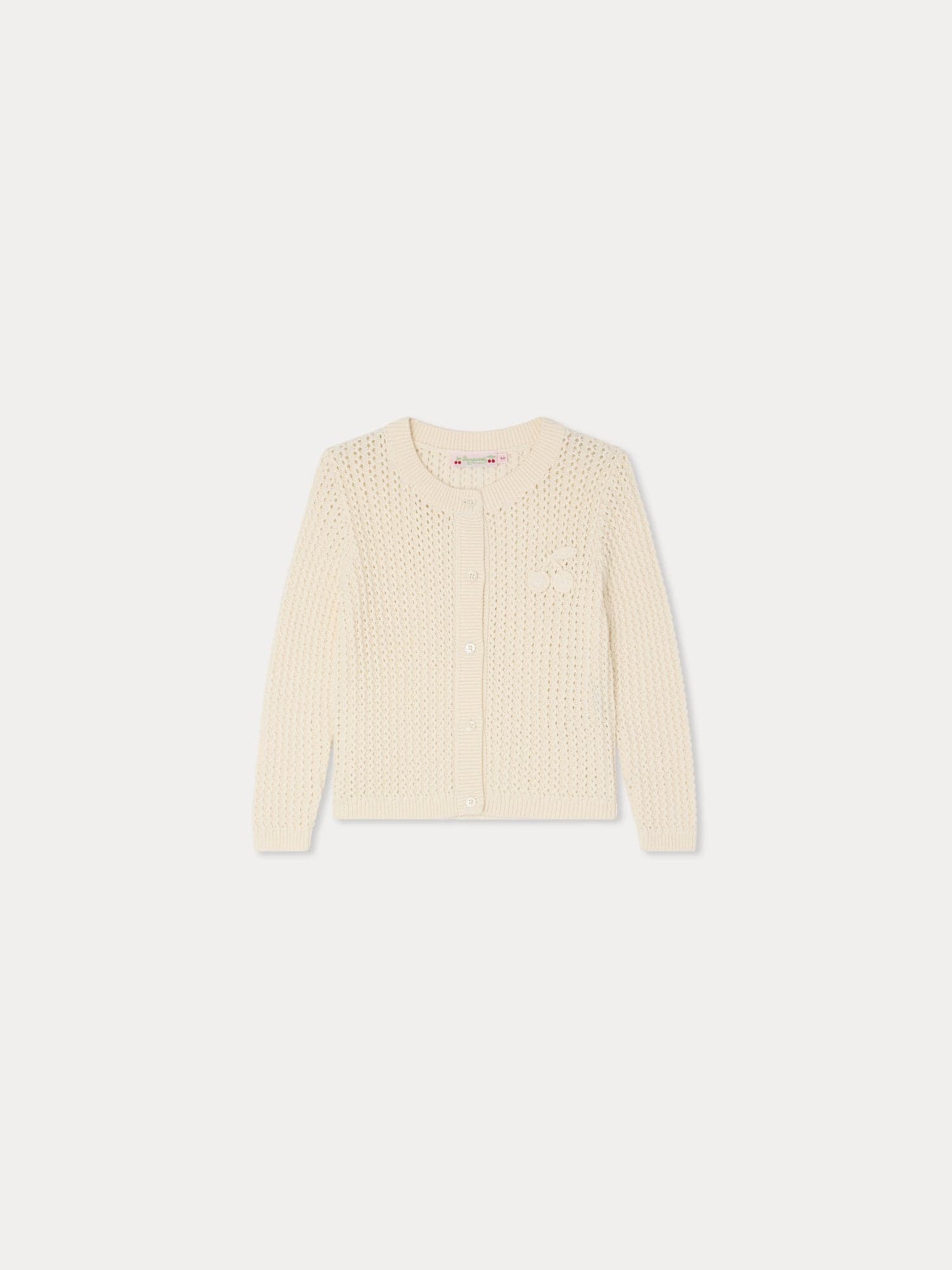 Leonita round neck cardigan in crochet and hand embroidered