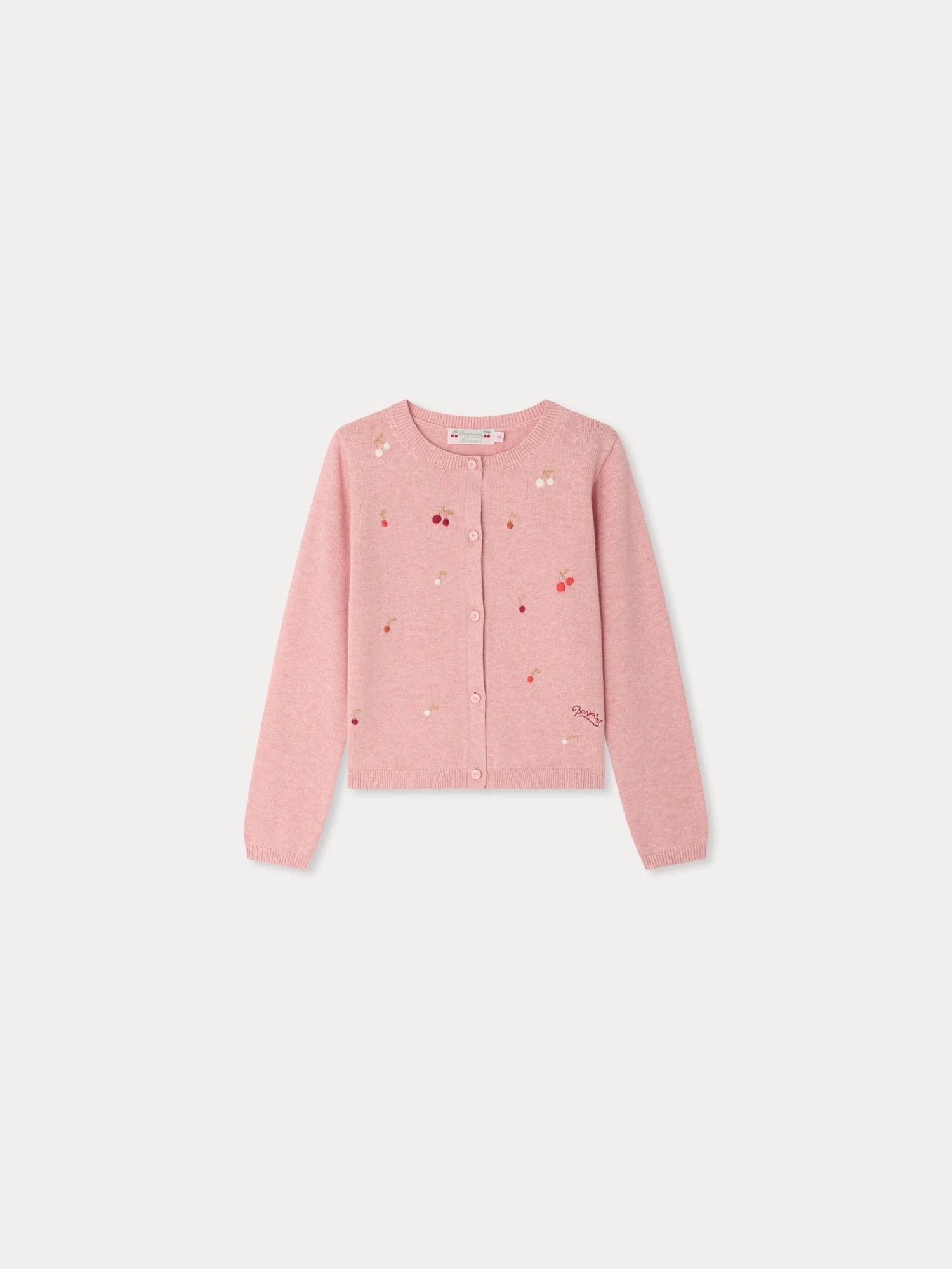 Lilith cardigan with round neck and hand-embroidered cherries