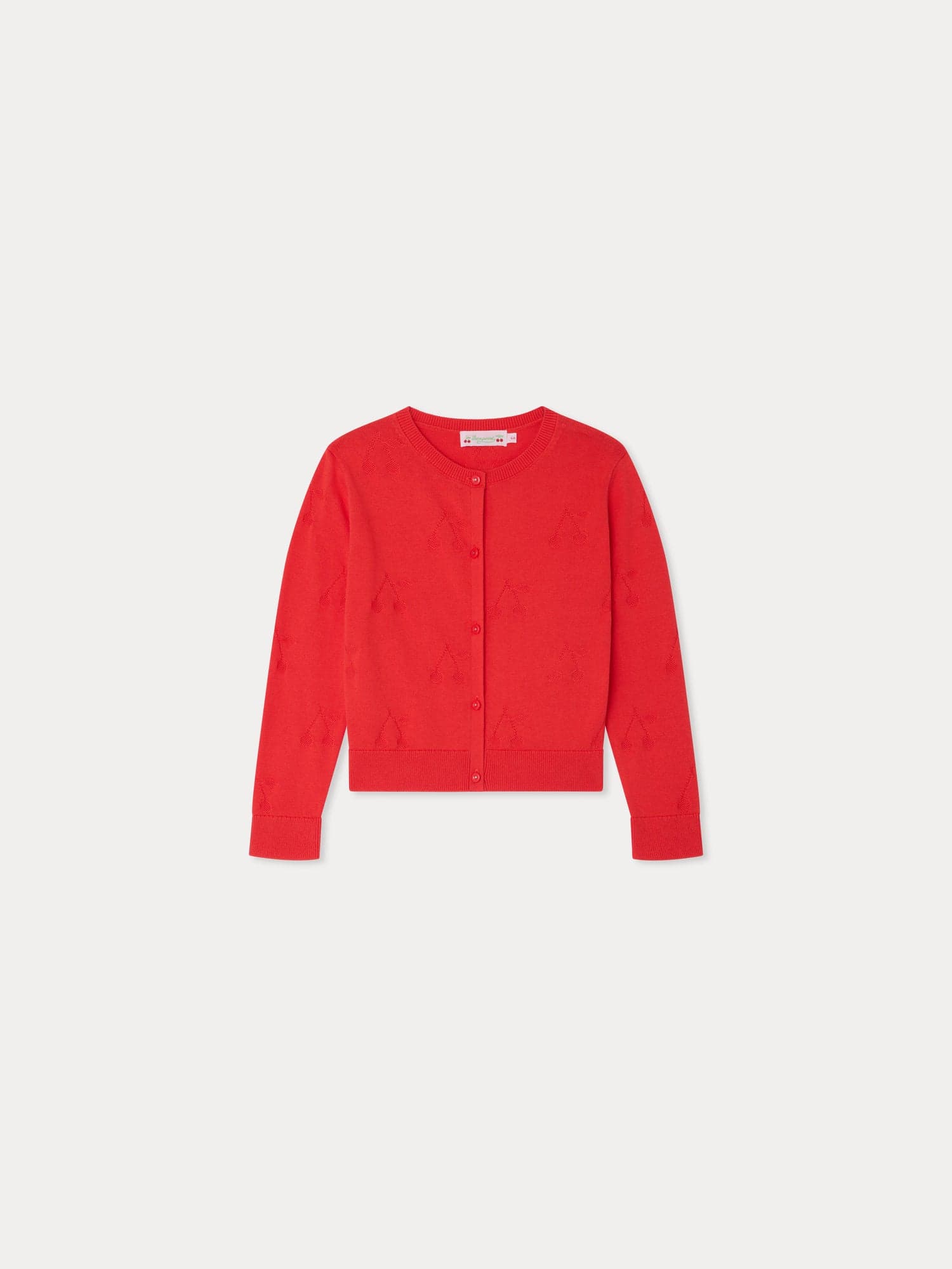 Lysia cardigan with a fancy cherry knit in organic cotton