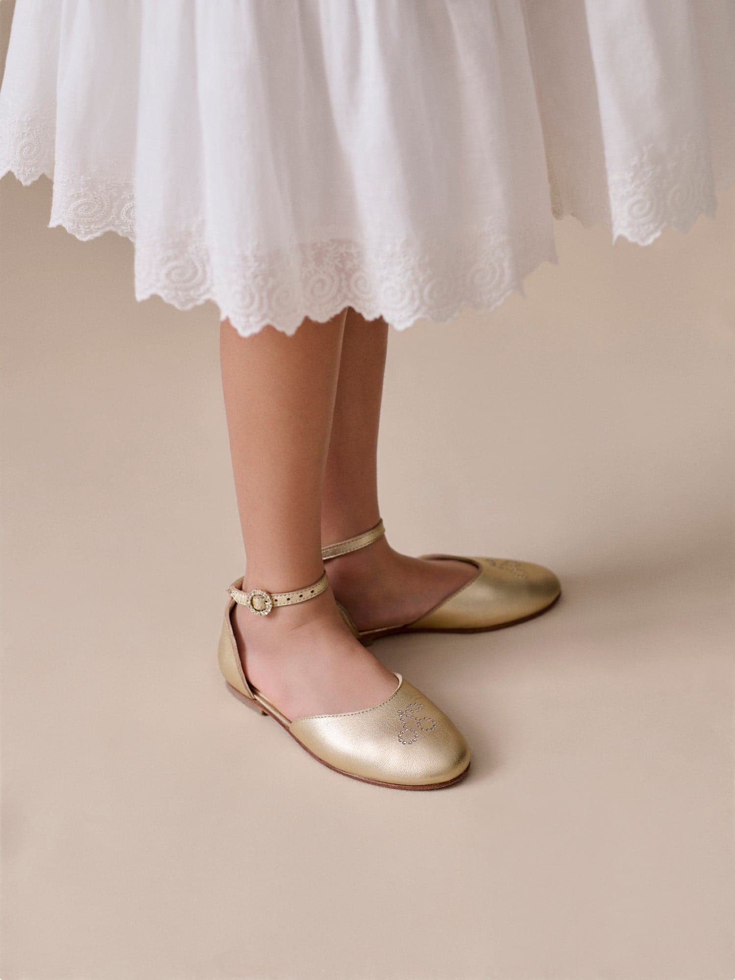 Felyne gold leather ballerina flats