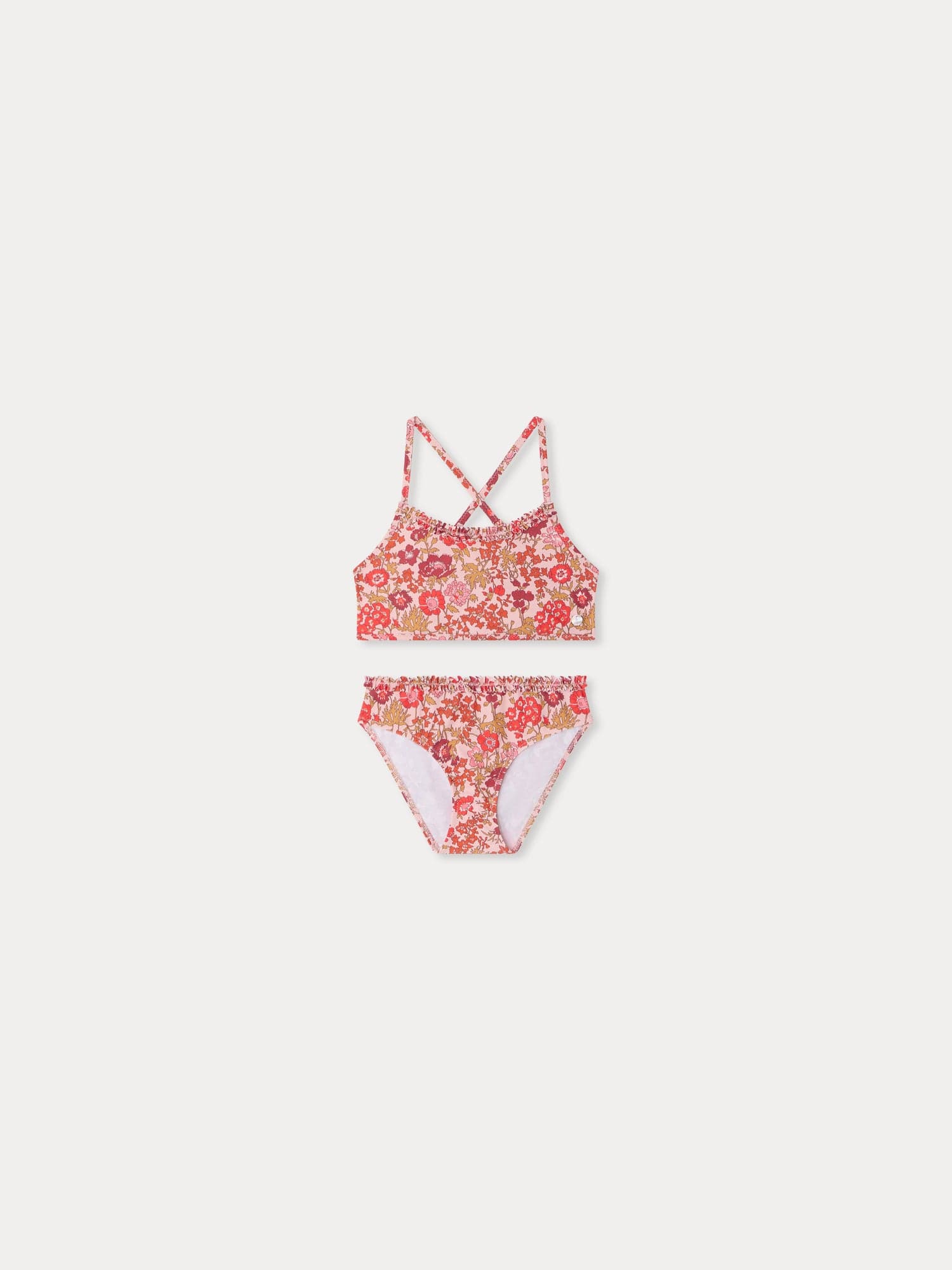 Lais two-piece swimsuit with pink flowers in Liberty fabric