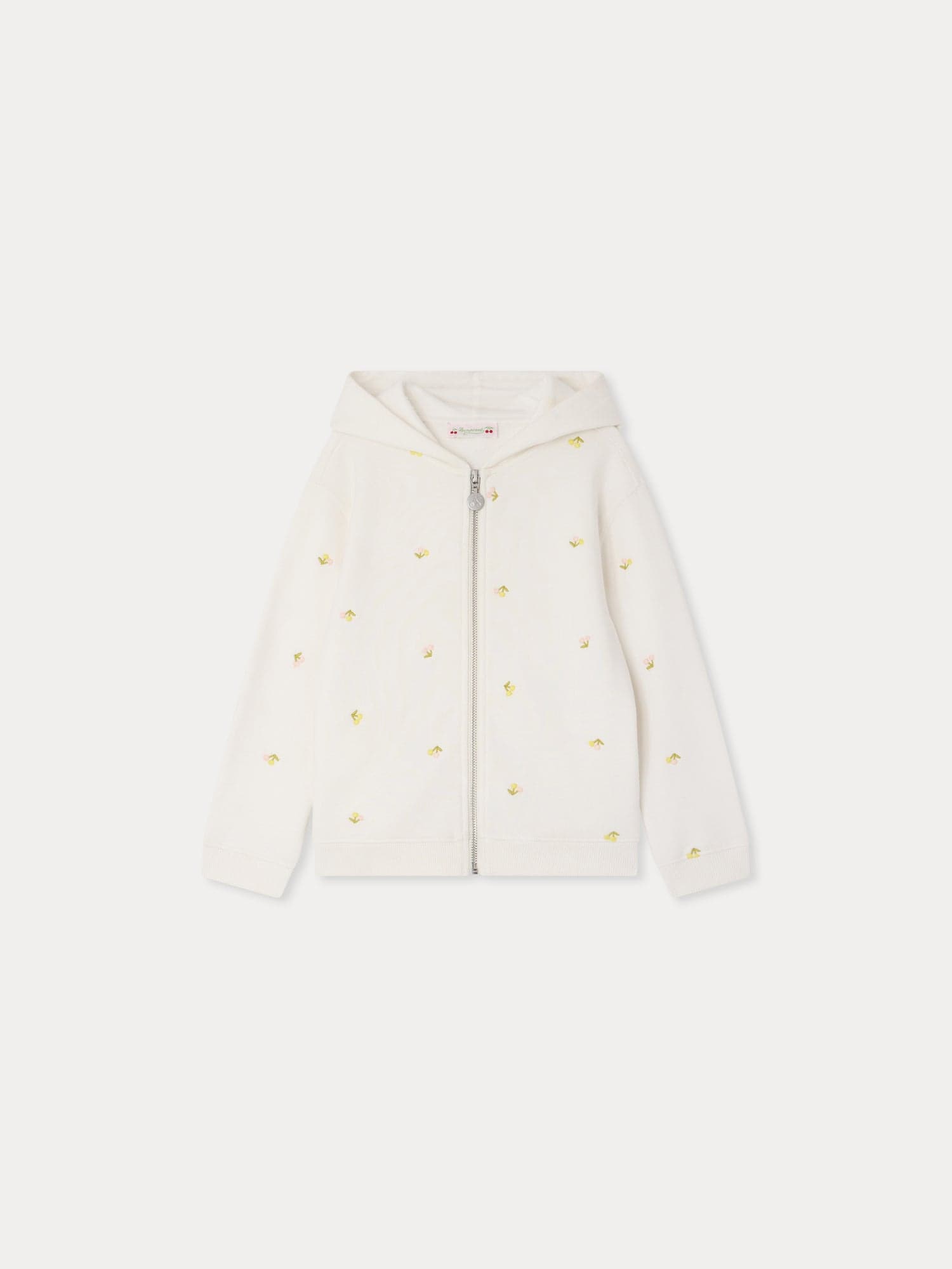 Talent hoodie embroidered with cherries in organic cotton