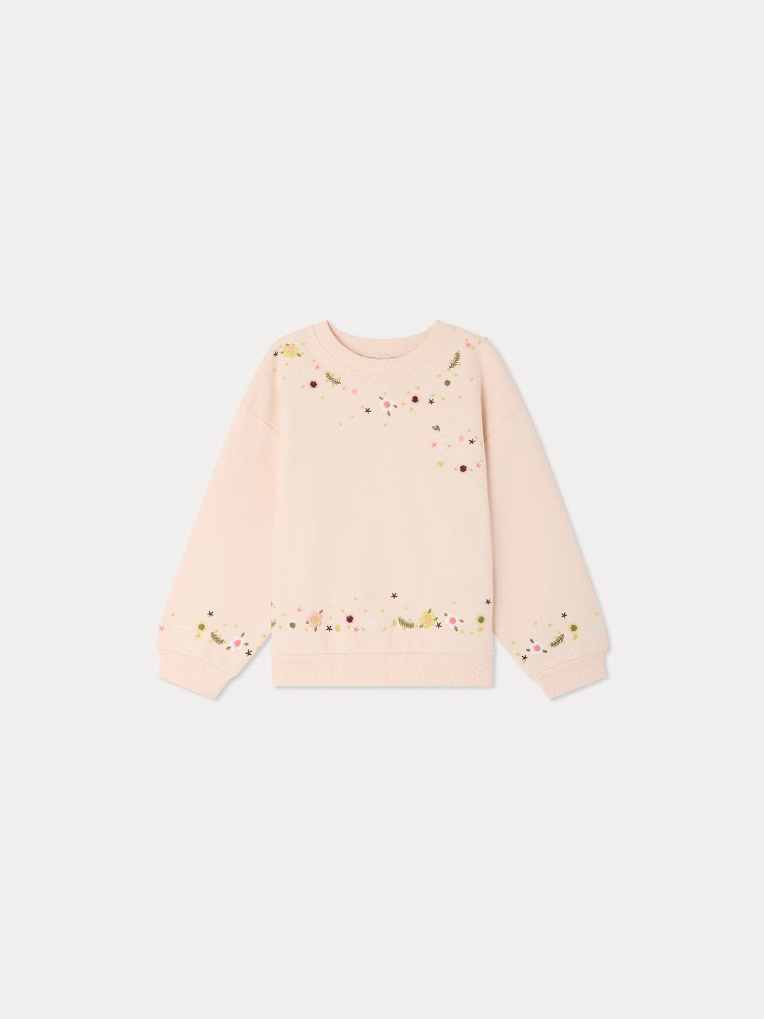 Dolores sweatshirt with hand-embroidered flowers in organic cotton