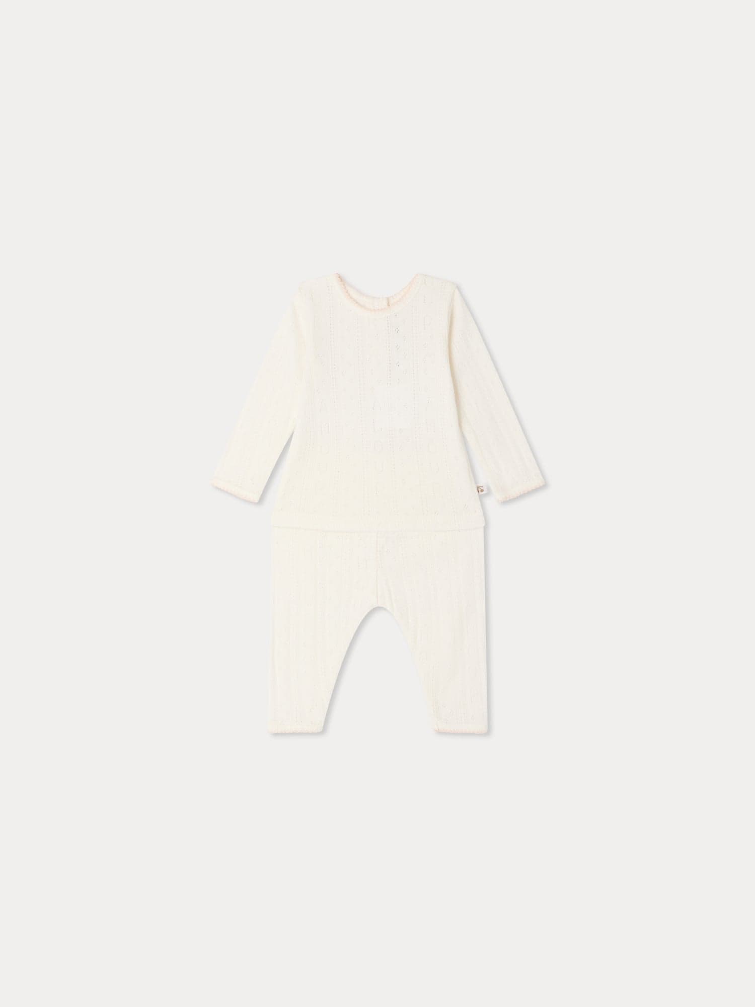 Leandra "amour" pointelle knit set in organic cotton