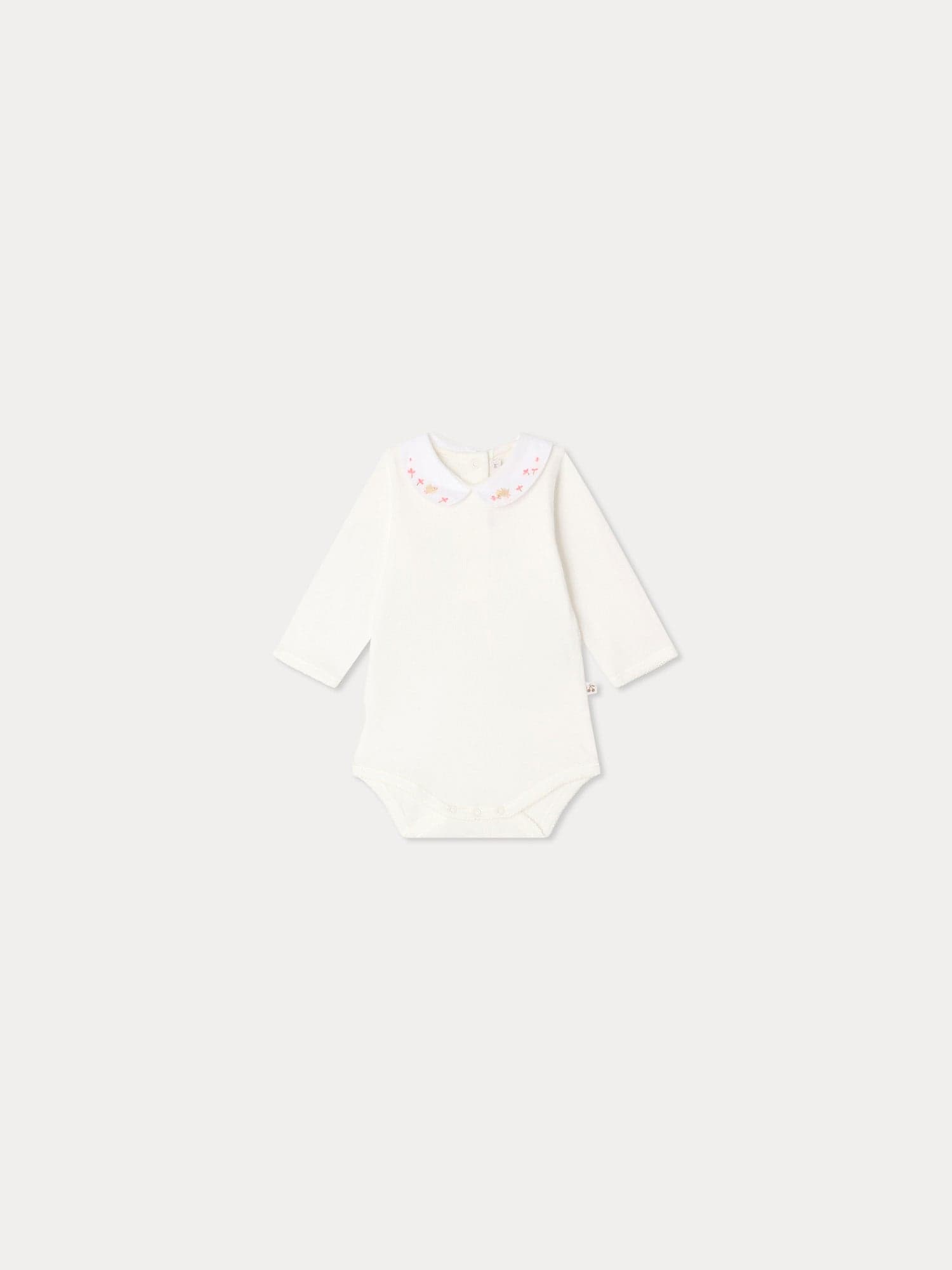 Cygne hand-embroidered birds bodysuit in organic cotton