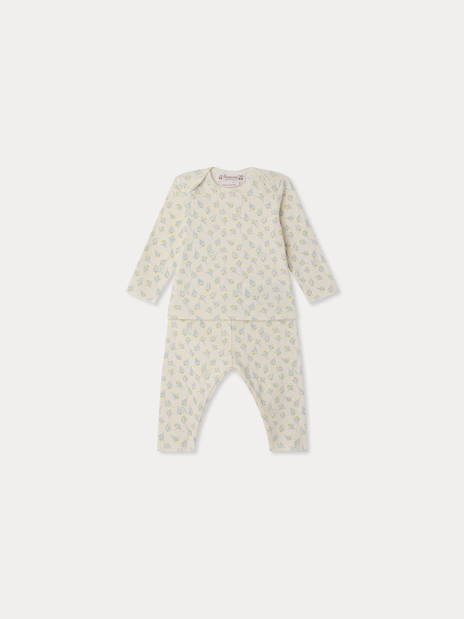Timi set with sailboat print in organic cotton