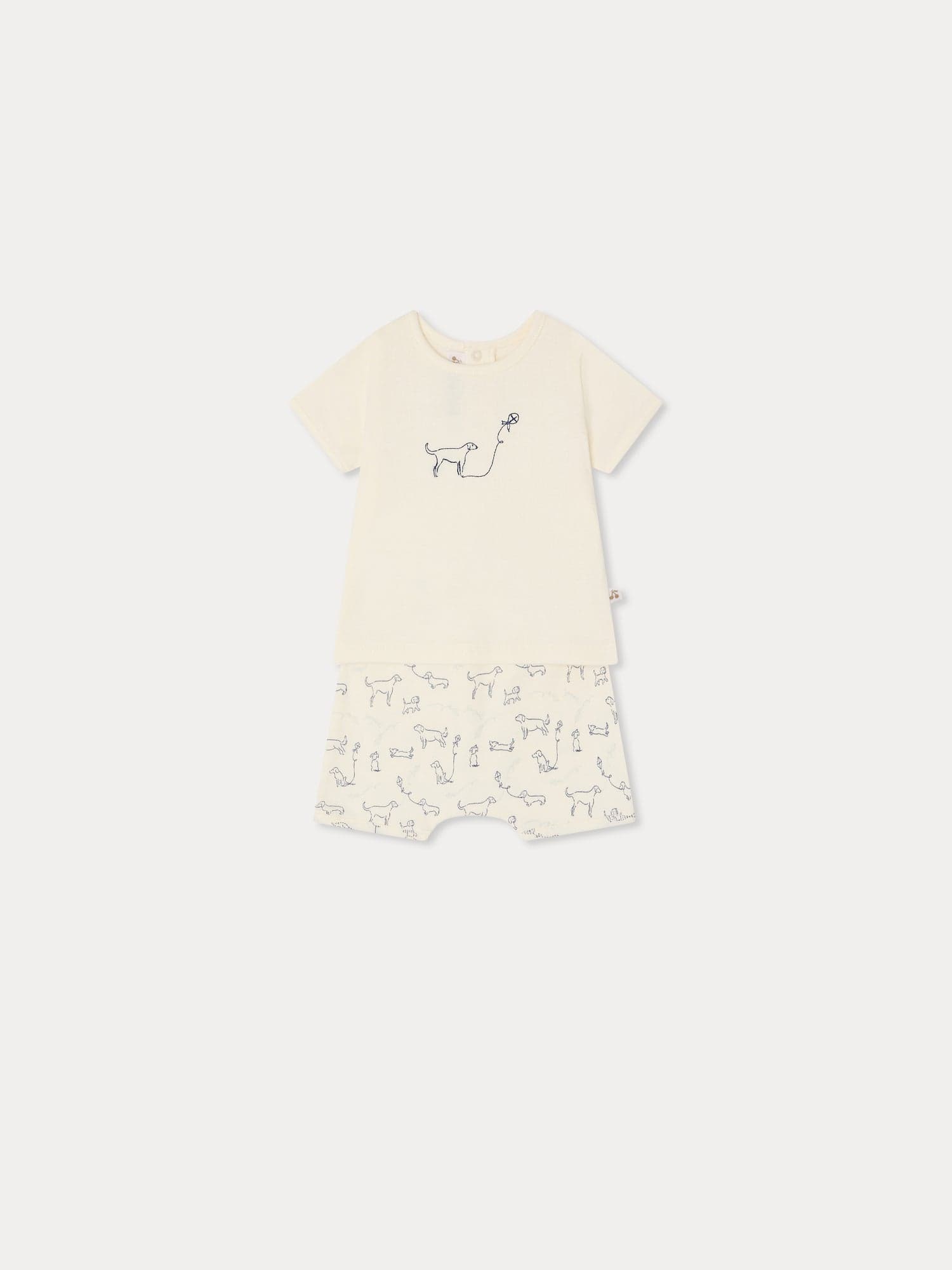 Fanilo embroidered and dog-print set in organic cotton