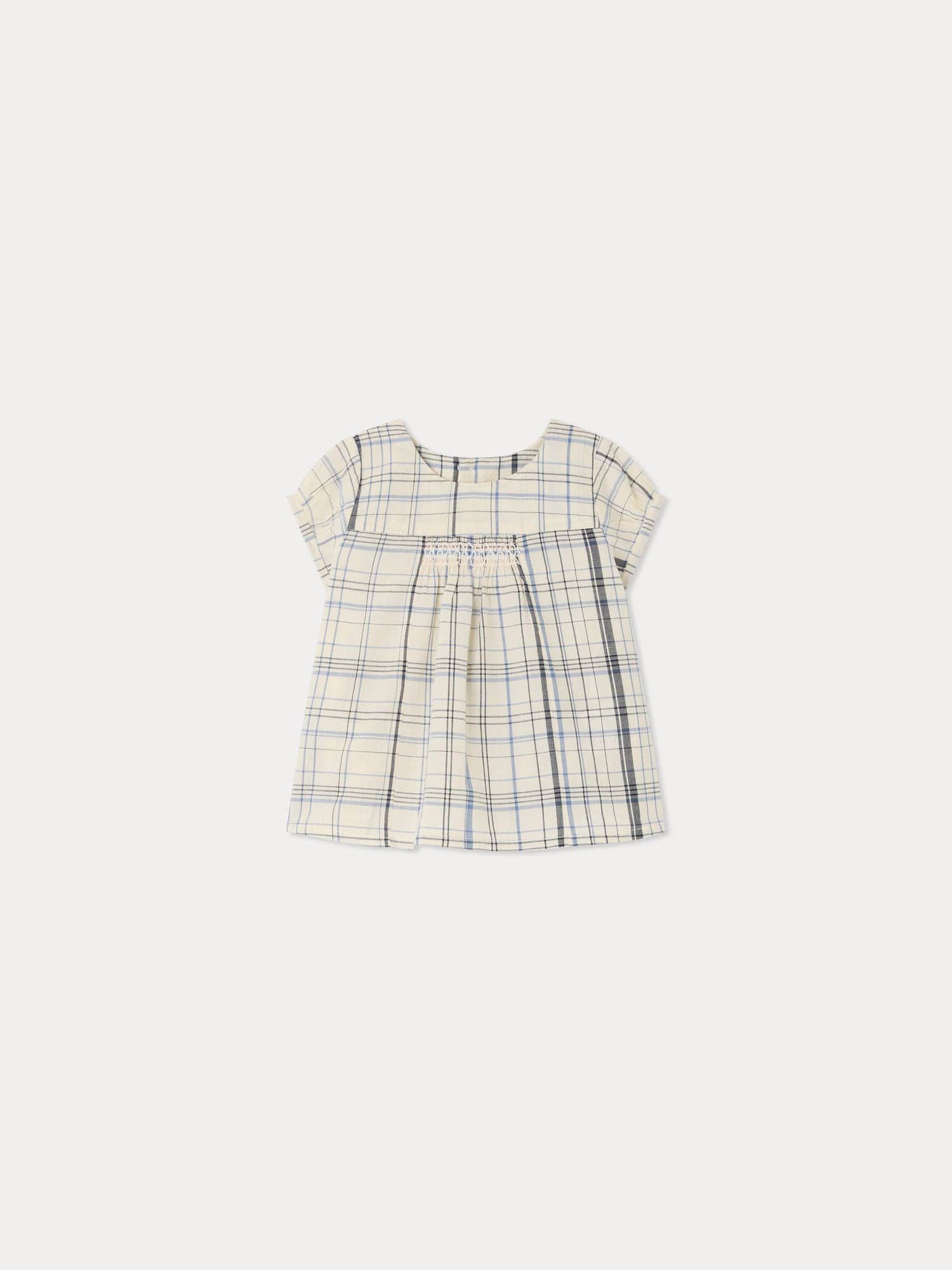 Nizon smocked checked blouse