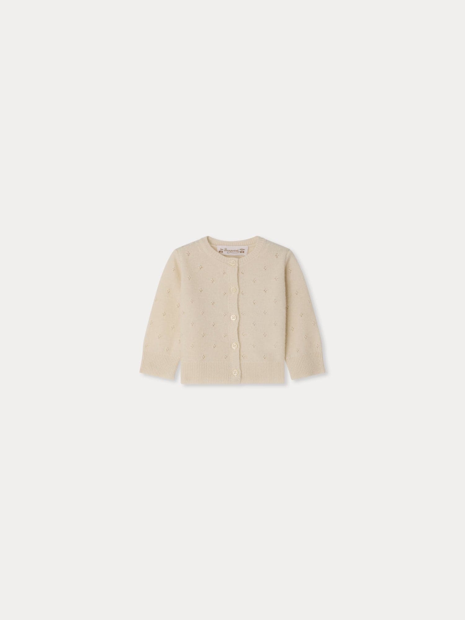 Laelia cardigan with round neck and pointelle knit in cashmere
