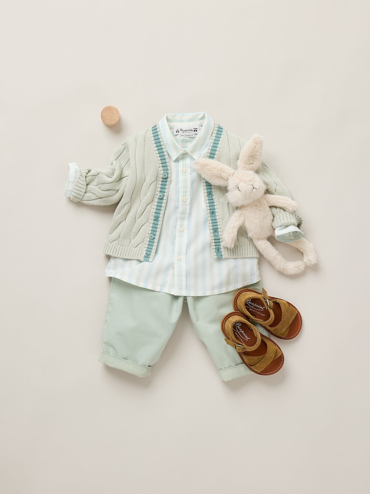 Giorginoli V-neck cardigan with cable knit in organic cotton