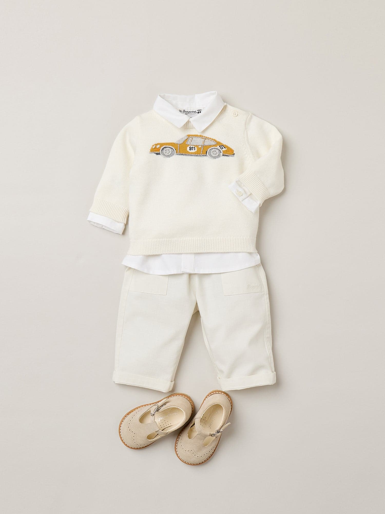 Bonpoint x Porsche Almire embroidered sweater in organic cotton and cashmere
