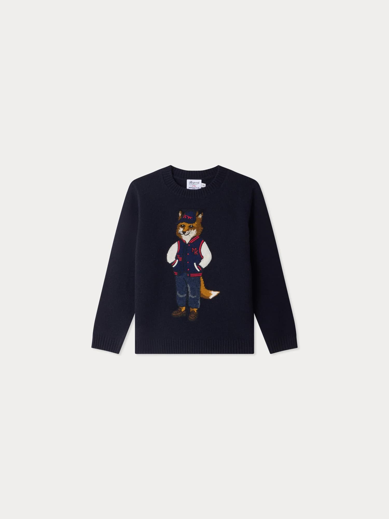 Bonpoint x Maison Kitsuné Mitchell jumper with fox embroidery in wool