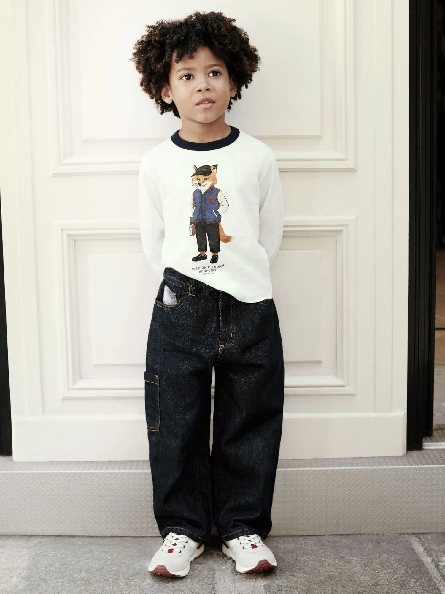 Bonpoint x Maison Kitsuné Morys baggy trousers in organic cotton