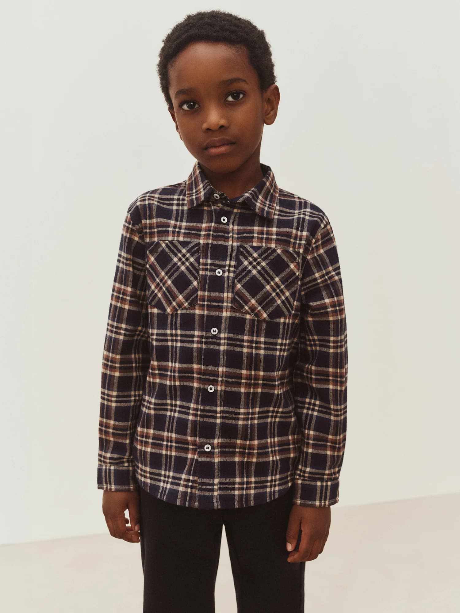 Shirt Altman navy check in organic cotton