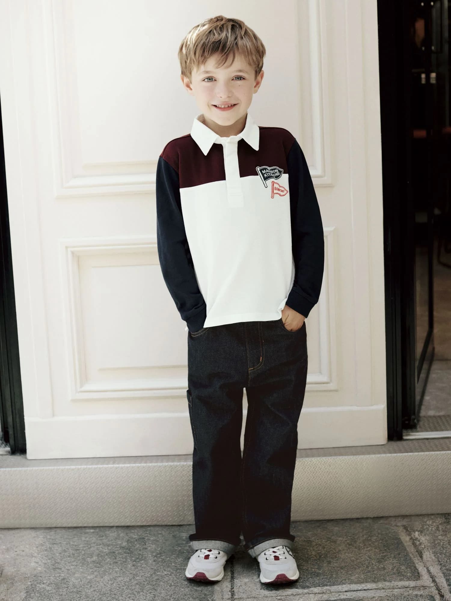 Bonpoint x Maison Kitsuné Médéric polo shirt in organic cotton