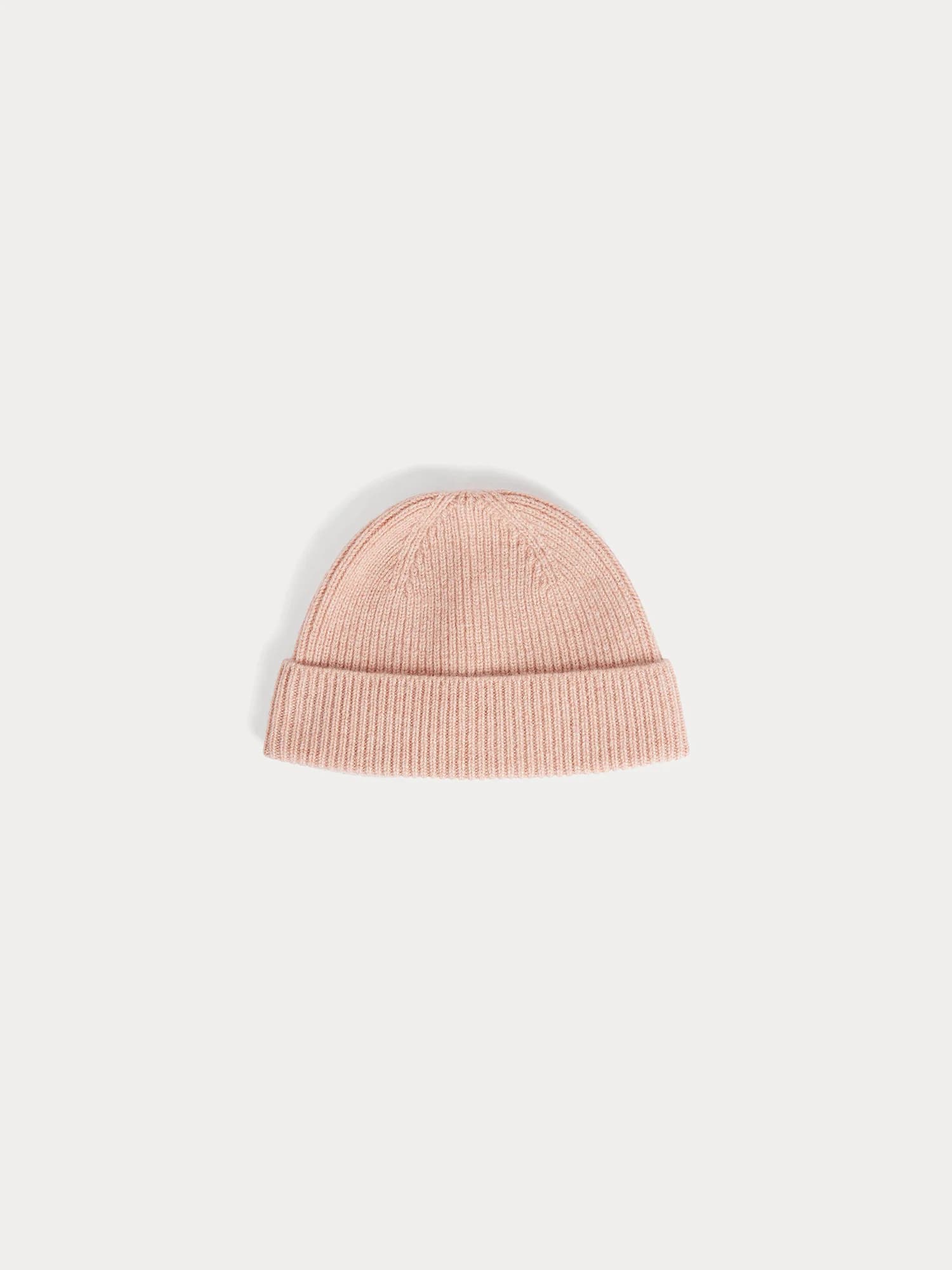 Benny tea rose cashmere beanie with turn-up