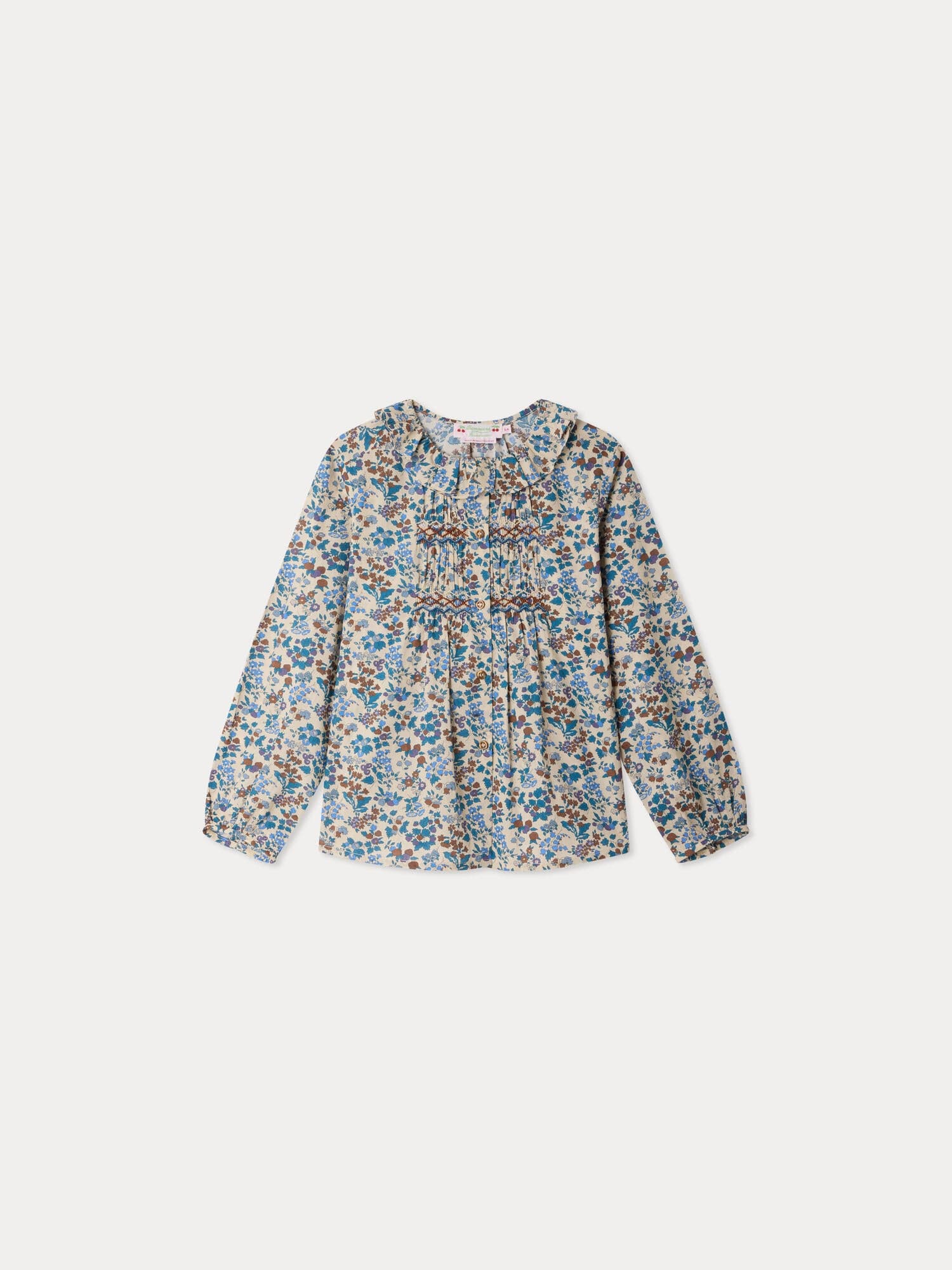 Mentille blouse smocked and hand-embroidered in Liberty organic cotton fabric