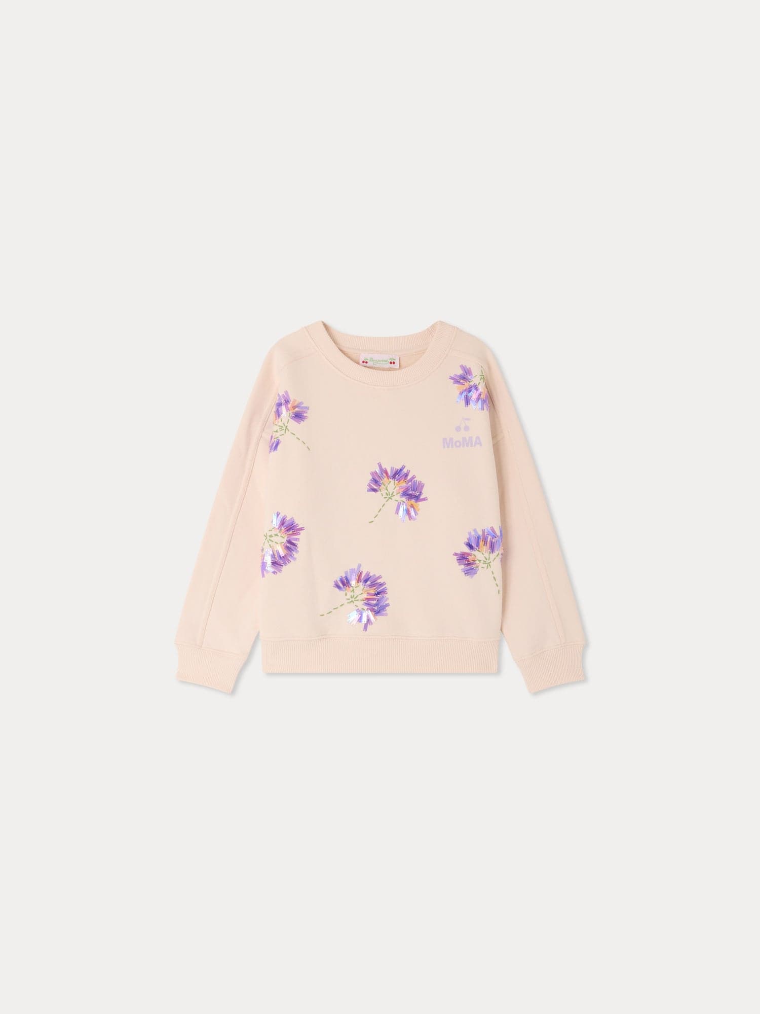 Bonpoint x MoMA Minet sweatshirt with flowers and beads in organic cotton