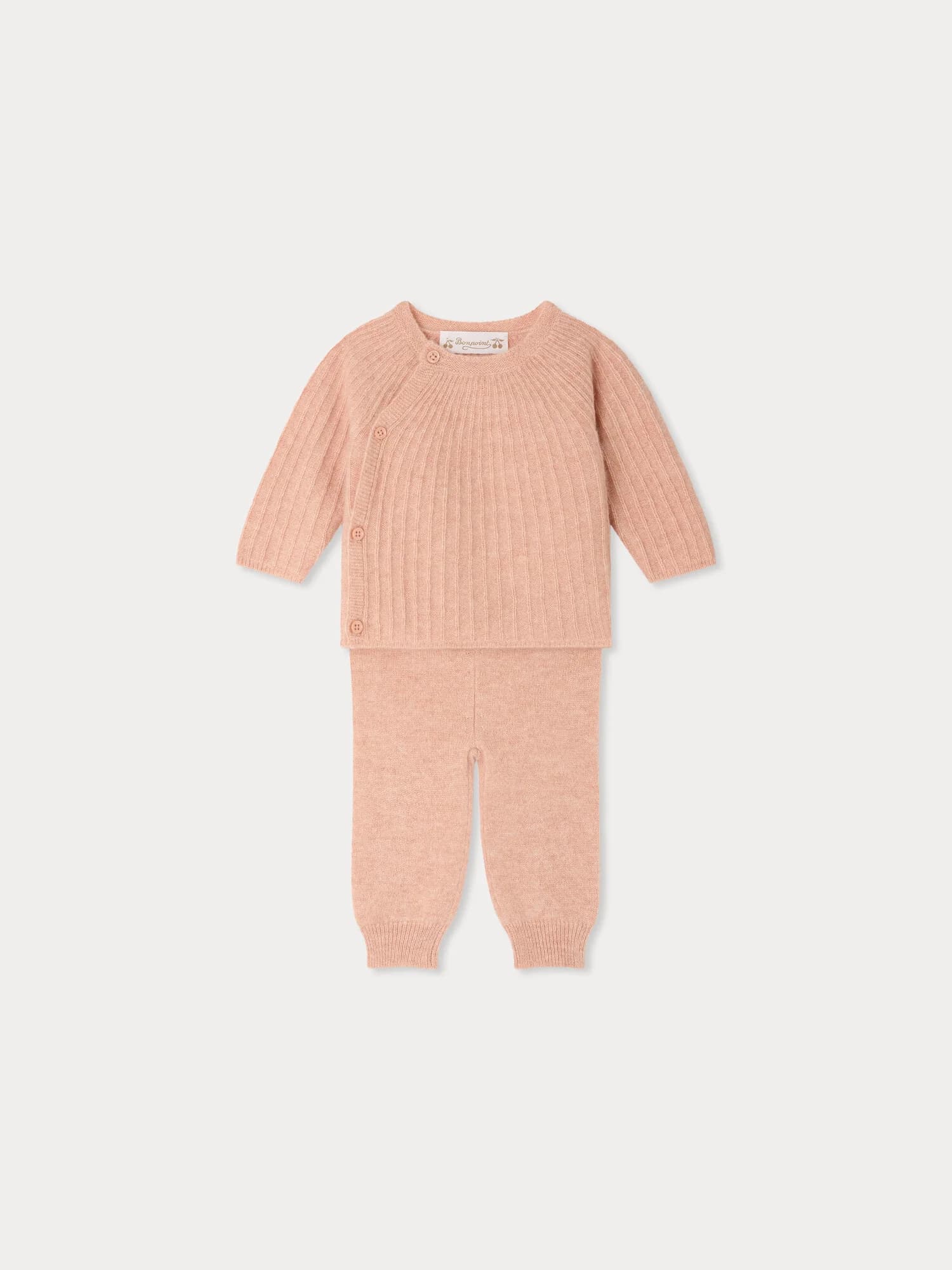 Ging pink fancy-stitch set in cashmere