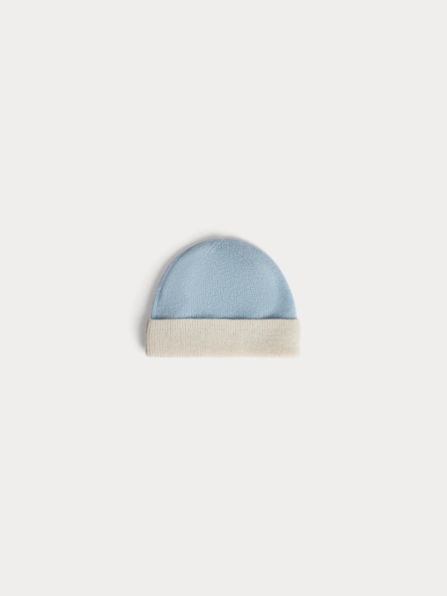 Darbo blue two-tone hat with turned-up brim in cashmere