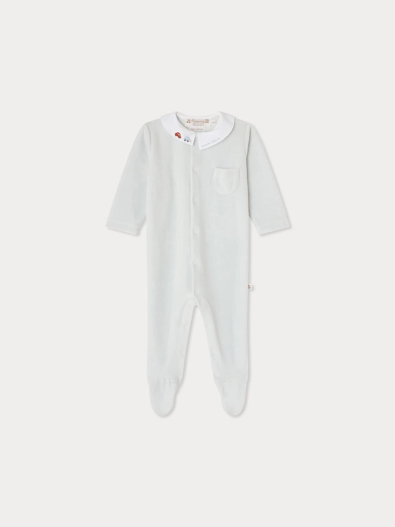 Tilouan pyjamas with embroidered car collar in organic cotton