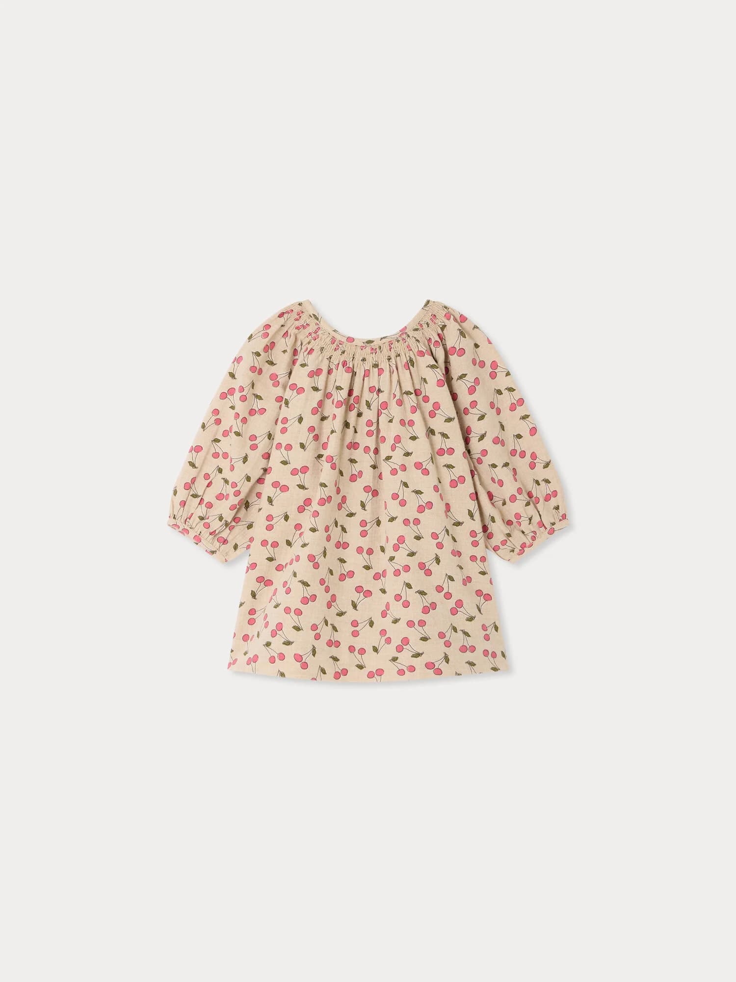Muce baby dress smocked cherry print organic cotton