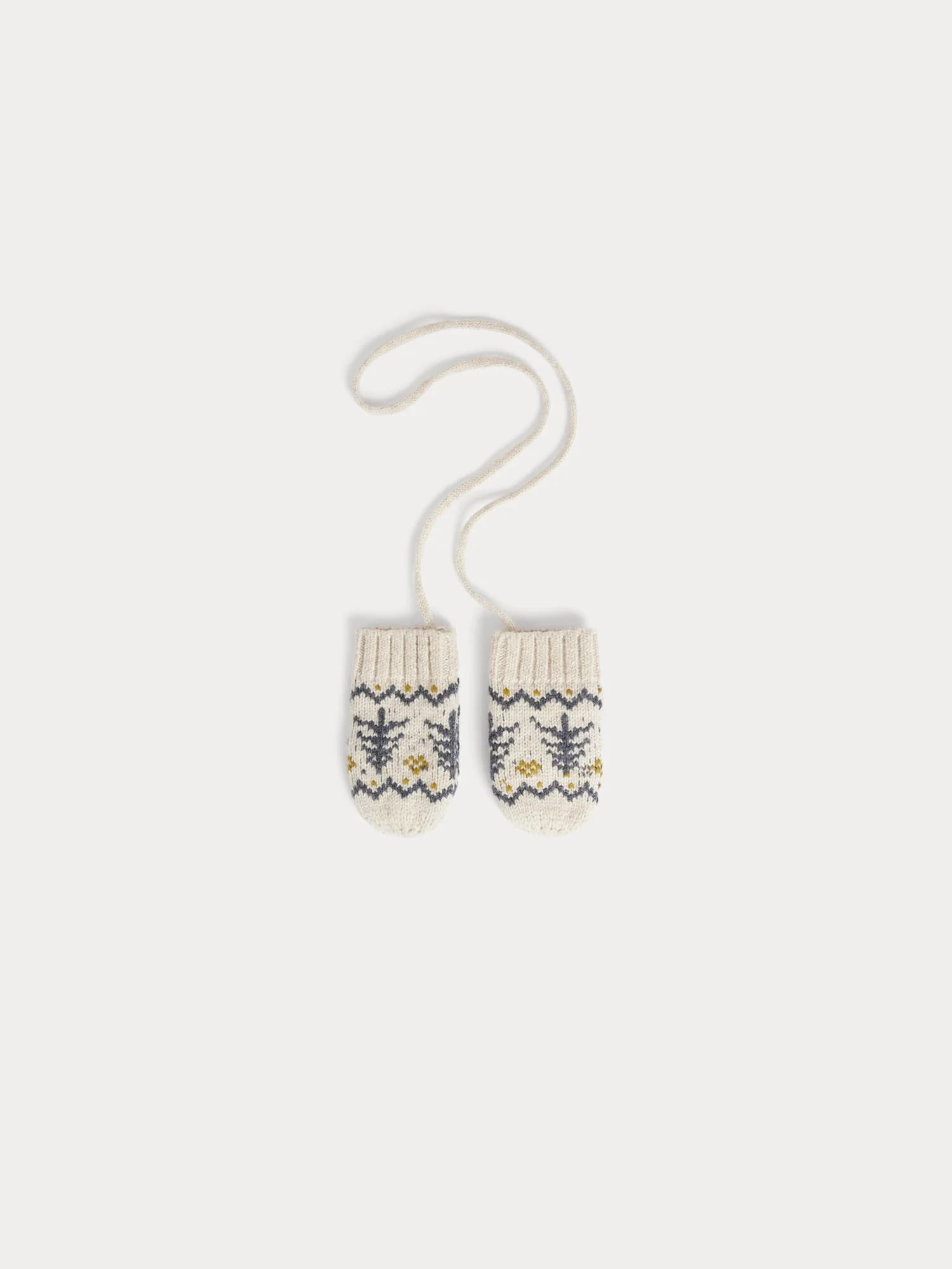Thuri baby mittens with jacquard pattern and drawstring