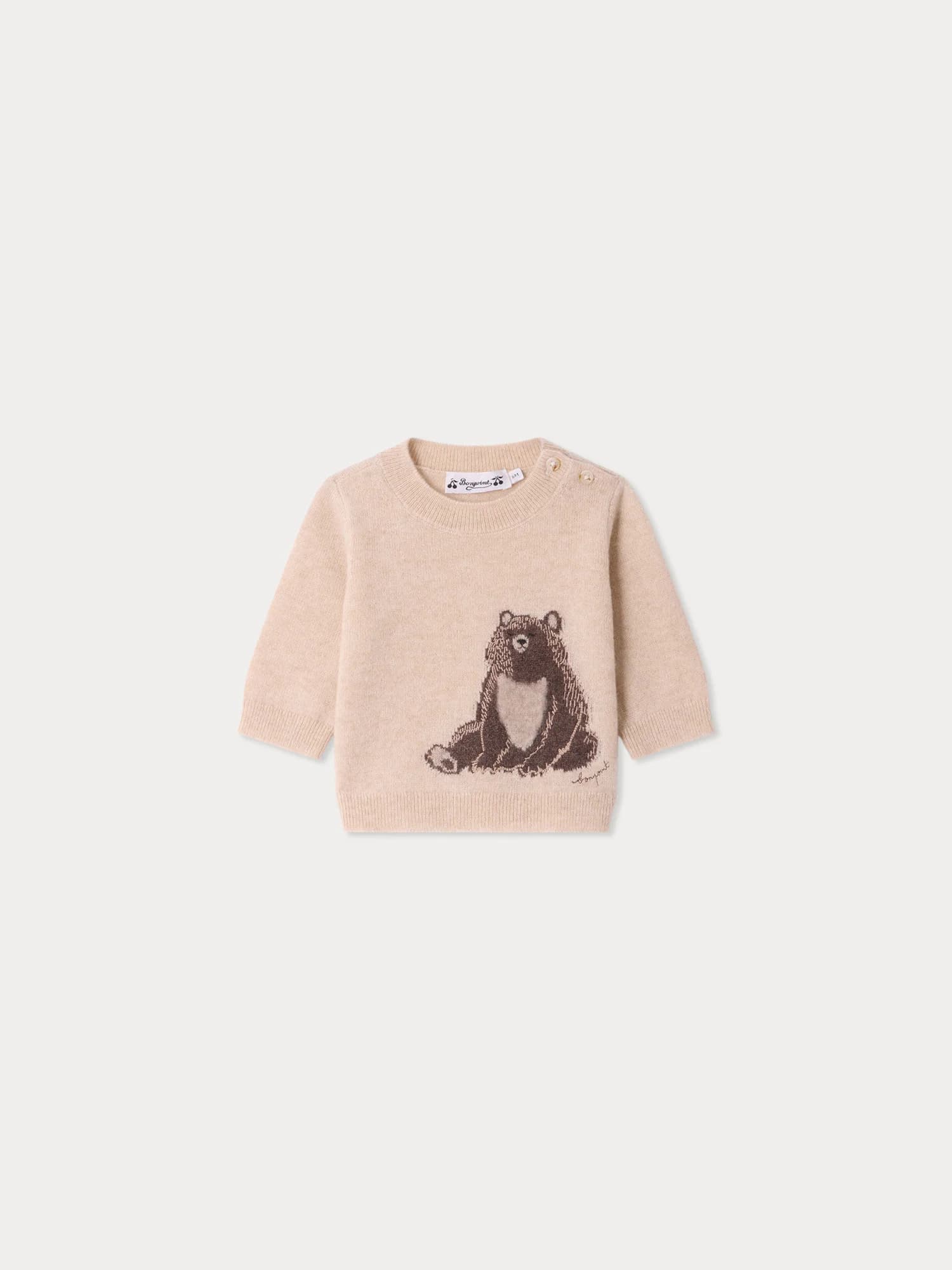 Almire baby jumper with embroidered bear in cashmere