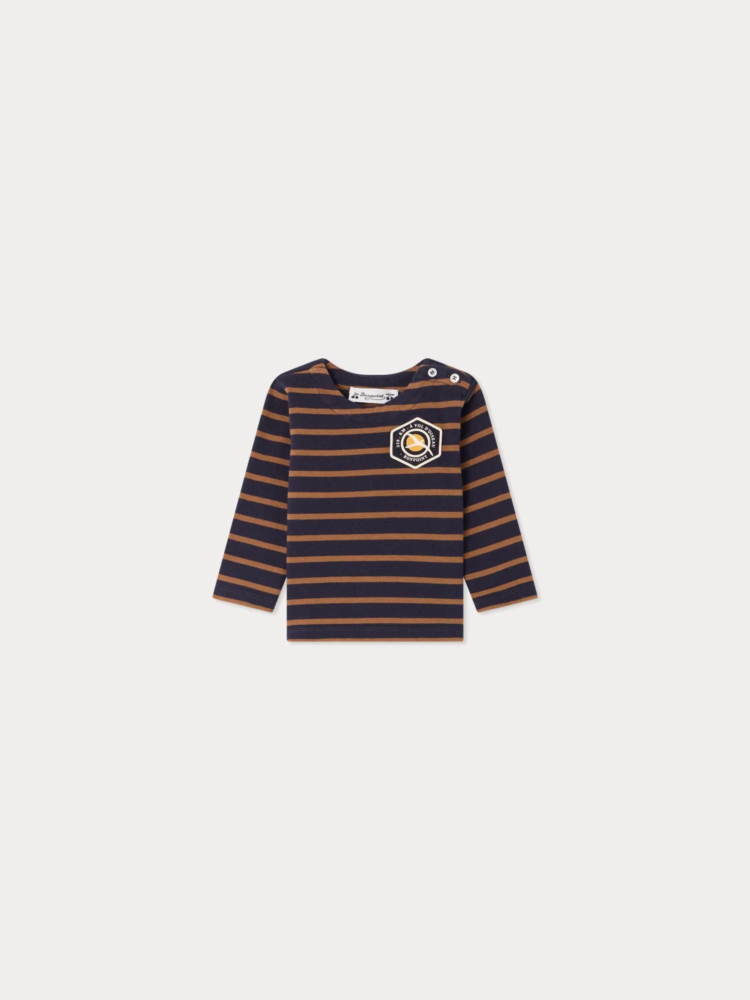 Tourbillon baby T-shirt with stripes in organic cotton